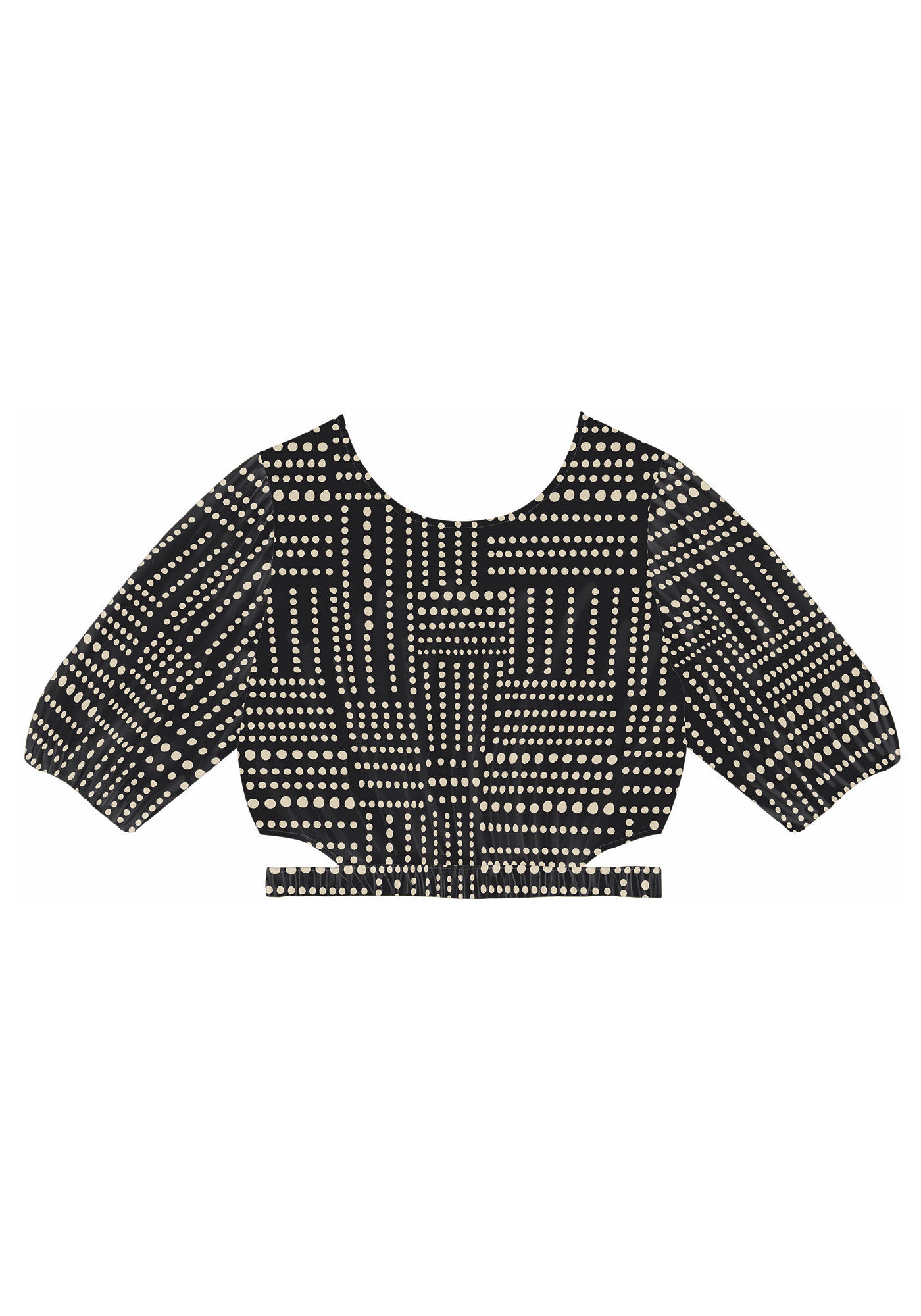 Blusa Cropped Estampada em Viscose com Cut Out, , large.