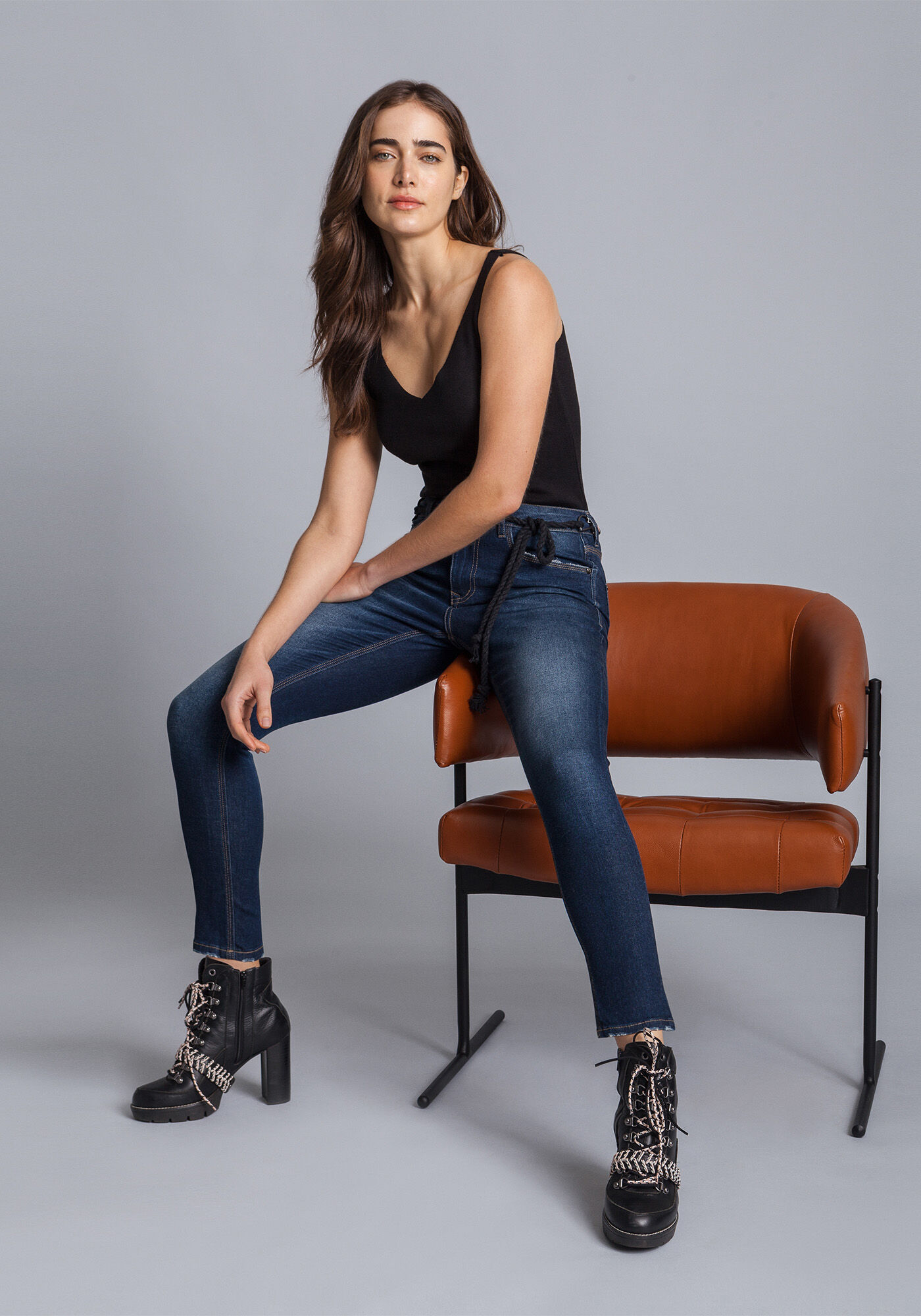 Cal&ccedil;a Jeans Skinny Cropped Cinto Elastic, , large.