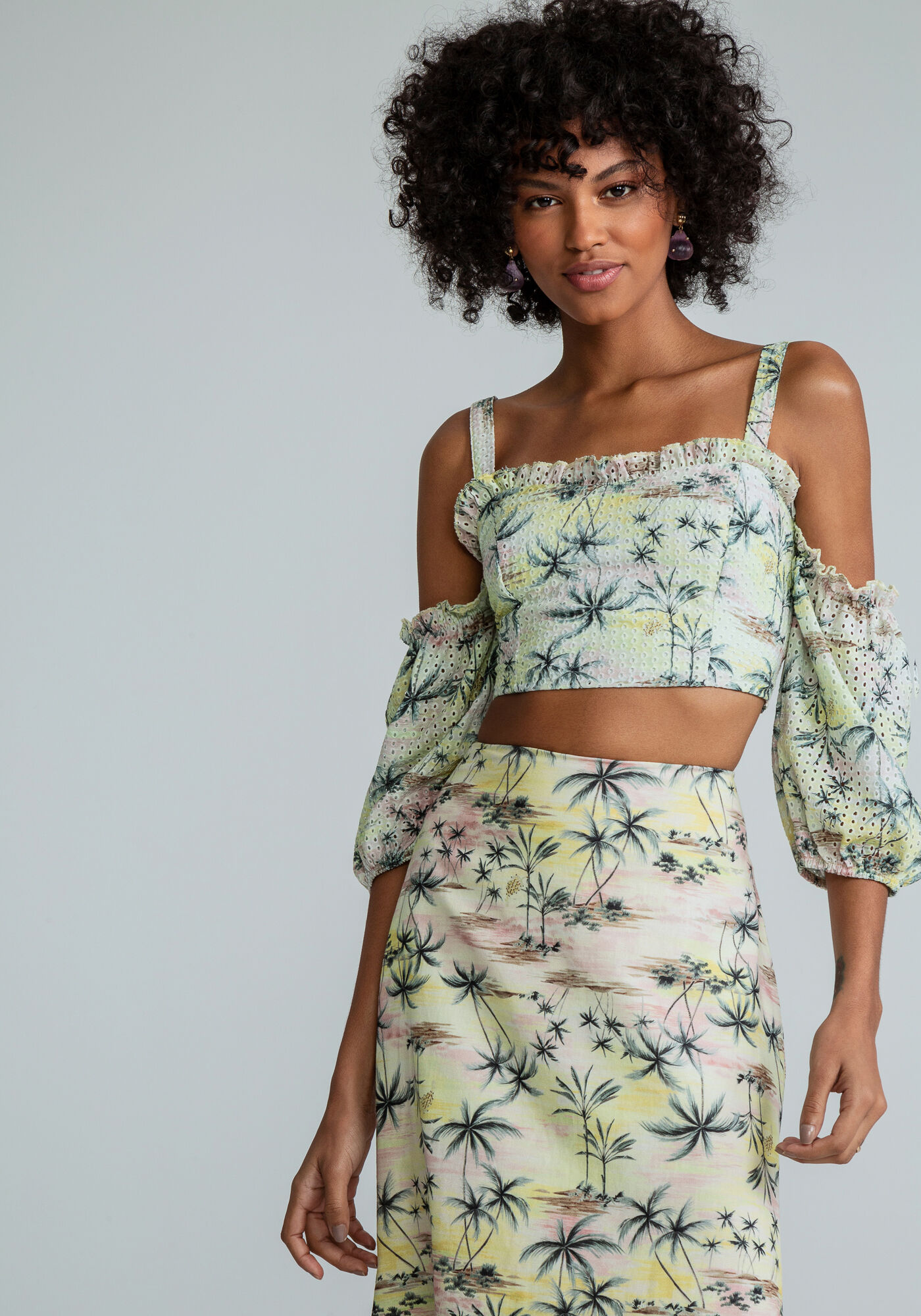 Blusa Cropped Manga Bufante Laise, , large.