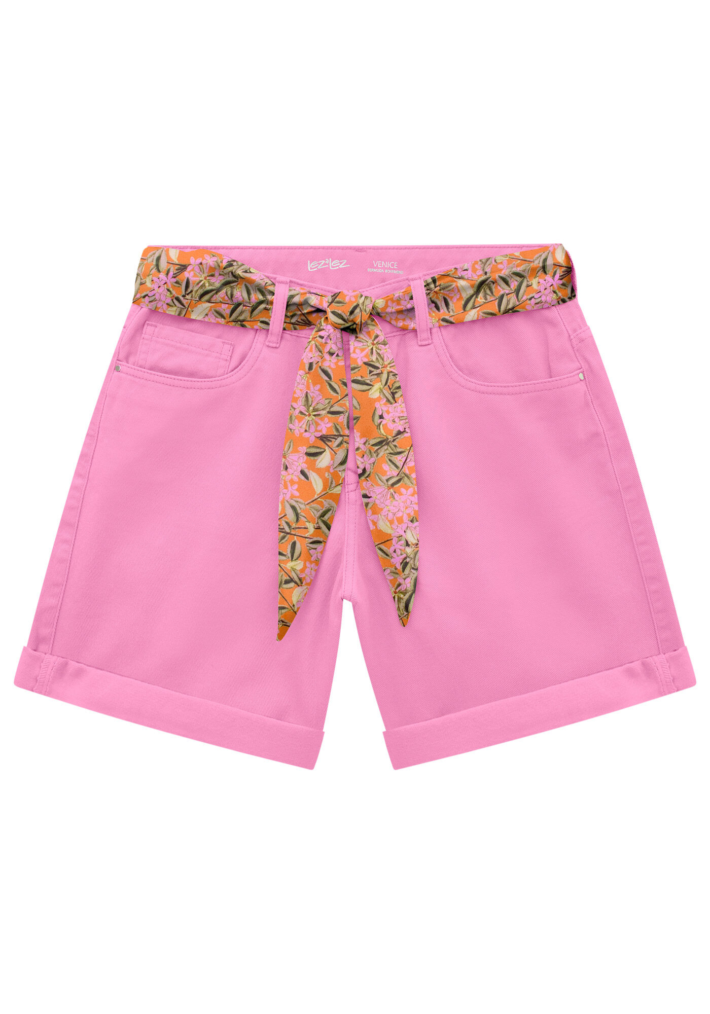 Bermuda Sarja Boyfriend Venice com Faixa, , large.