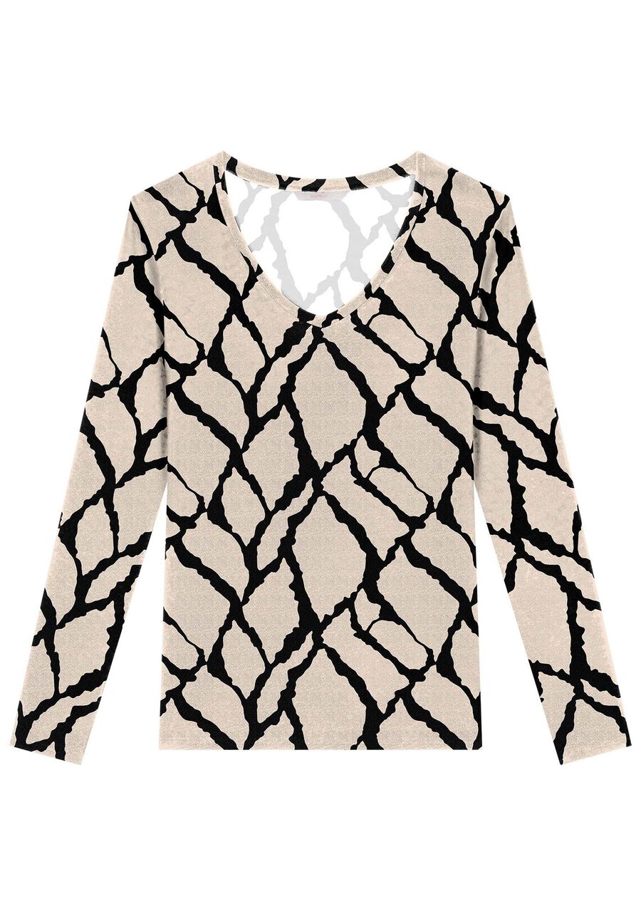 Blusa Manga Longa em Malha Viscose com Decote V, . Blusa Manga Longa em Malha Viscose com Decote V, , large.
