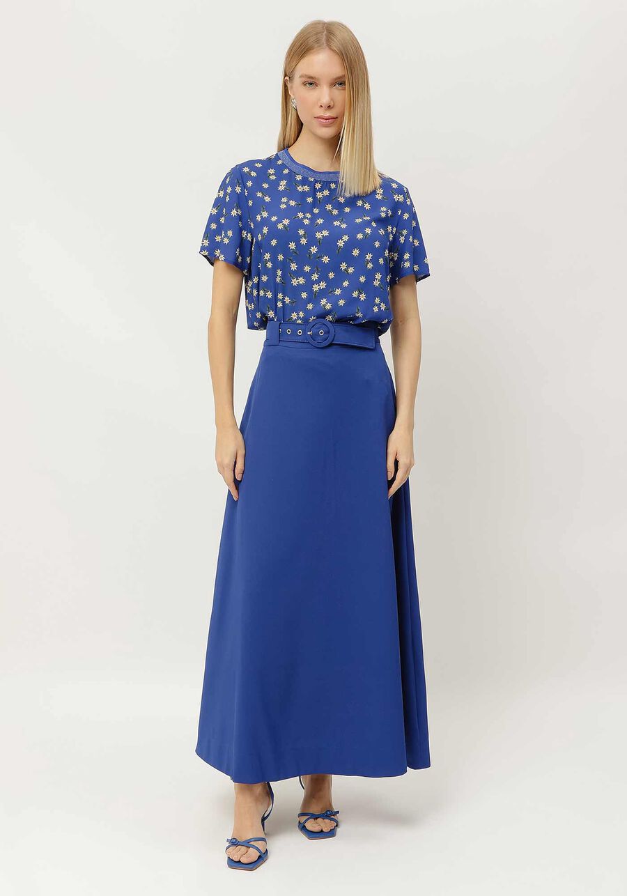 Blusa Estampada em Viscose com Retilínea Decote, EDELWEISS. Blusa Estampada em Viscose com Retilínea Decote, EDELWEISS, large.