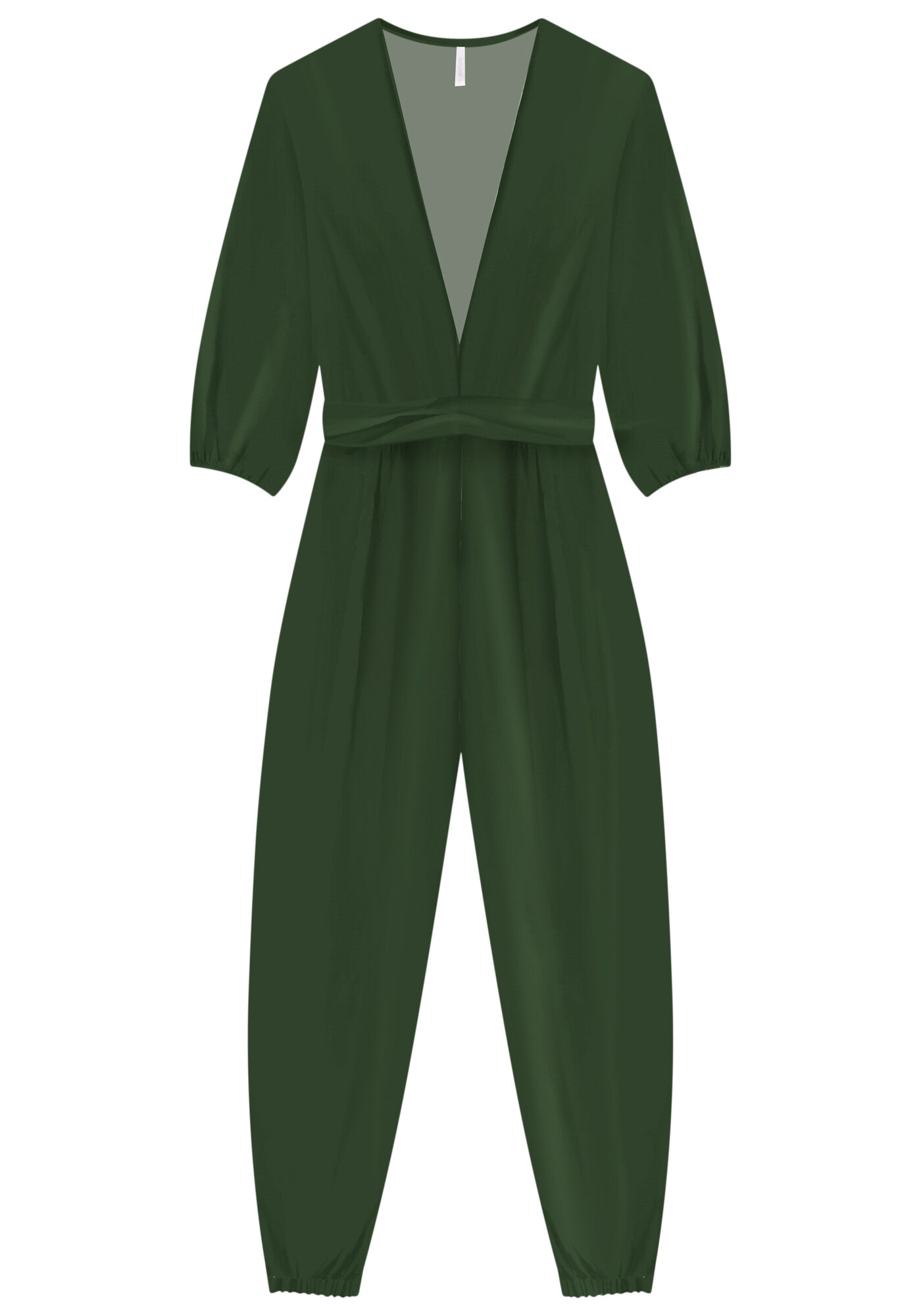 Macac&atilde;o Longo em Viscose com Faixa, VERDE IMENSIDAO, large.