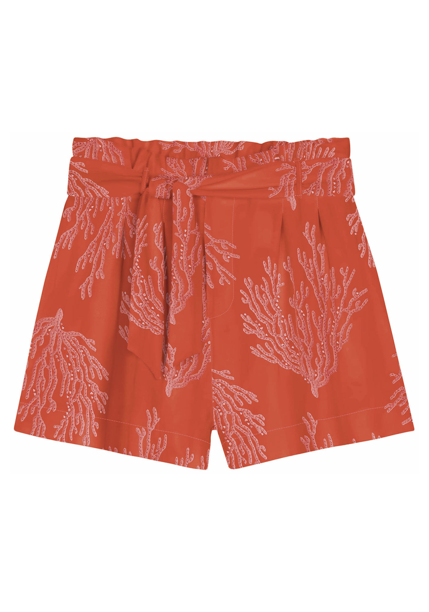 Shorts Estampado Clochard em Viscose com Cinto, CORAIS, large.