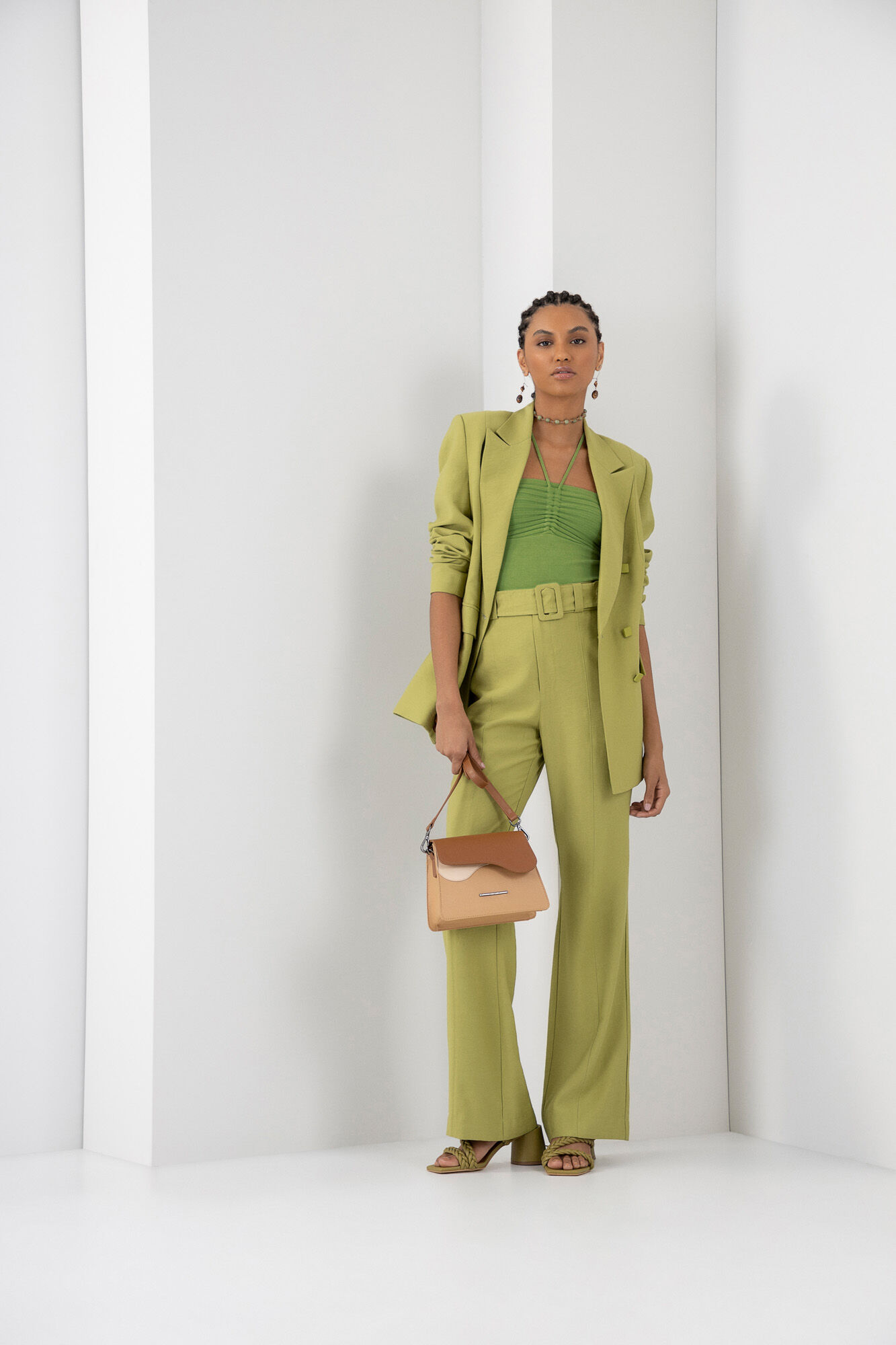 Blusa Cropped em Tric&ocirc; Frente &Uacute;nica, VERDE ORVALHO, large.