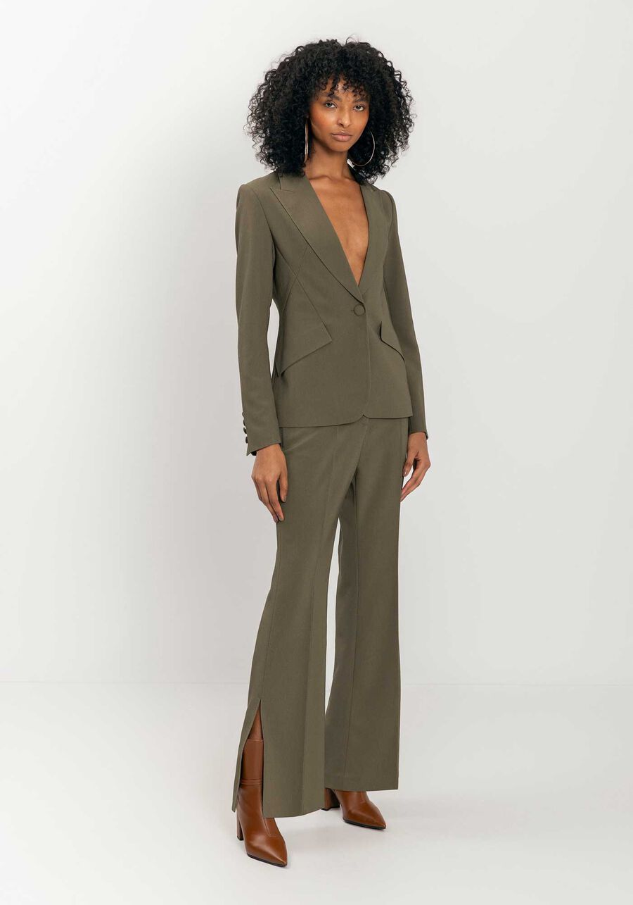 Calça Reta Com Cintura Média E Aberturas Na Barra, . Calça Reta Com Cintura Média E Aberturas Na Barra, , large.