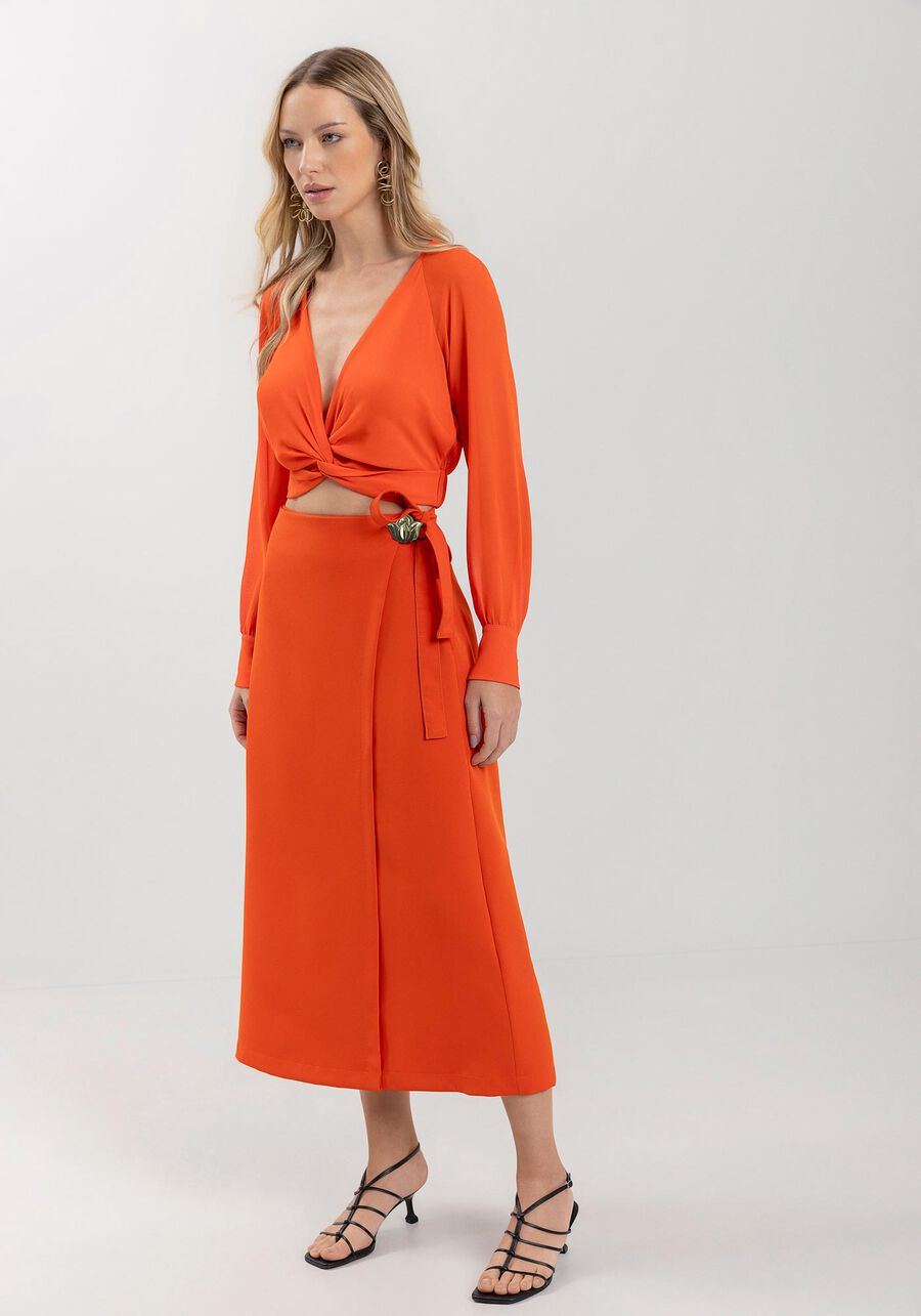 Saia Midi Chá Com Amarração E Aplique Metalizado, . Saia Midi Chá Com Amarração E Aplique Metalizado, , large.