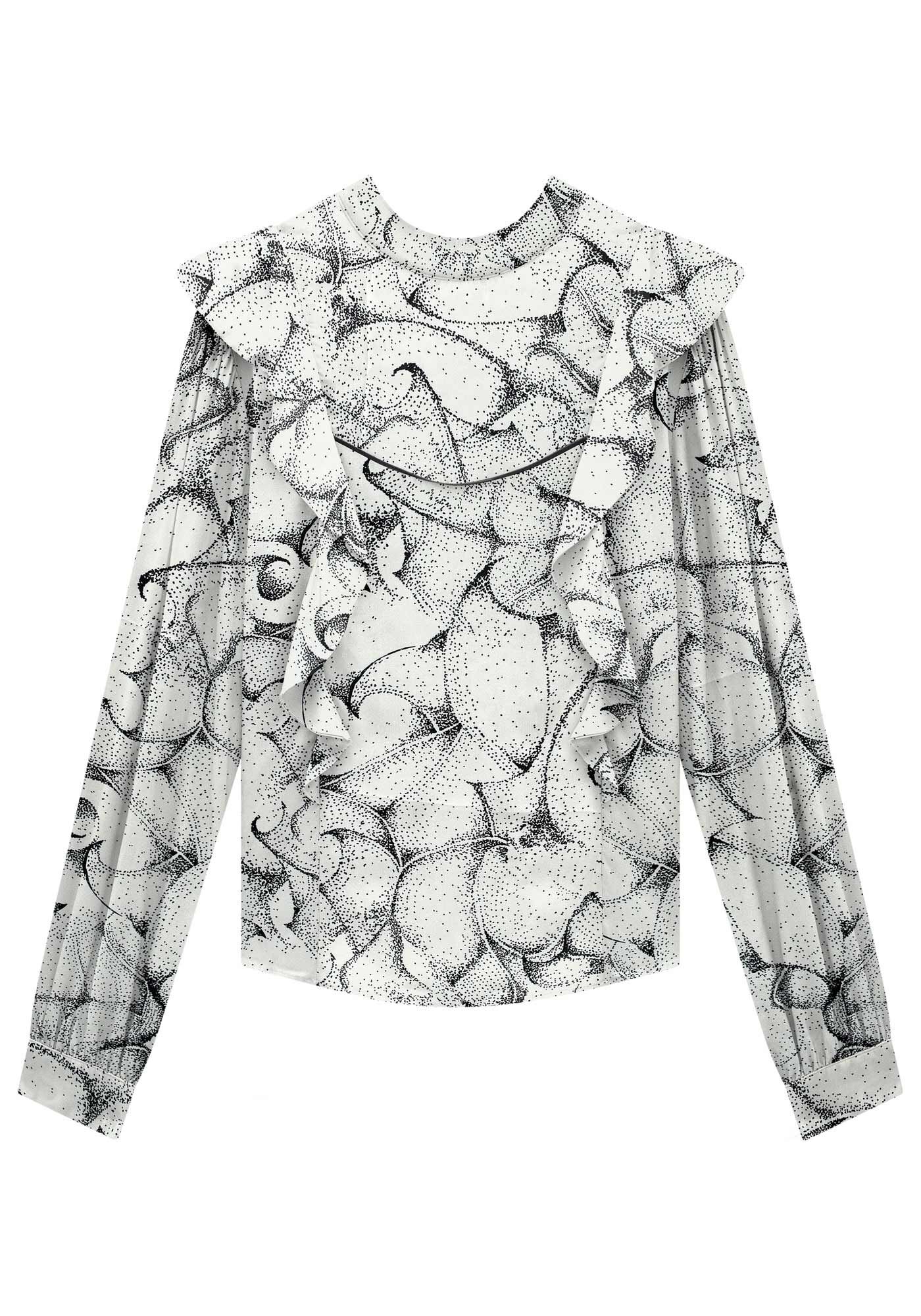 Blusa Manga Longa em VIscose com Babados, , large.