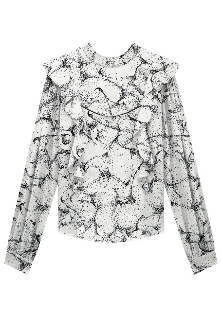 Blusa Manga Longa em VIscose com Babados, . Blusa Manga Longa em VIscose com Babados, , large.