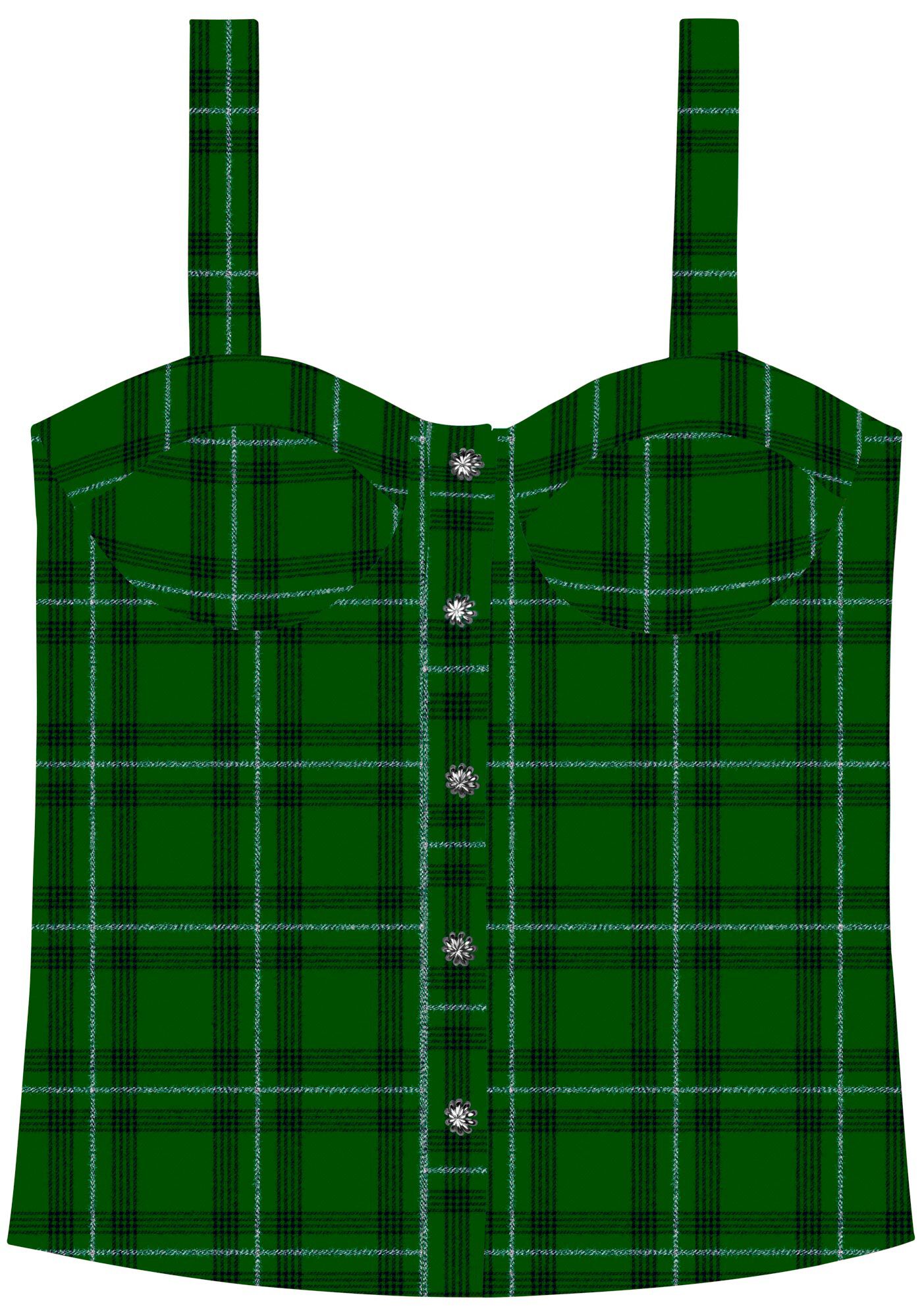 Blusa De Al&ccedil;as Xadrez Em Algod&atilde;o Com Bot&otilde;es Frontais, , large.