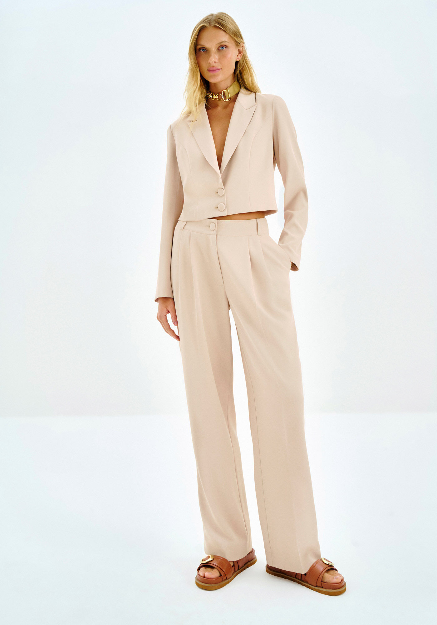 Cal&ccedil;a Reta Alfaiataria com Pregas, , large.