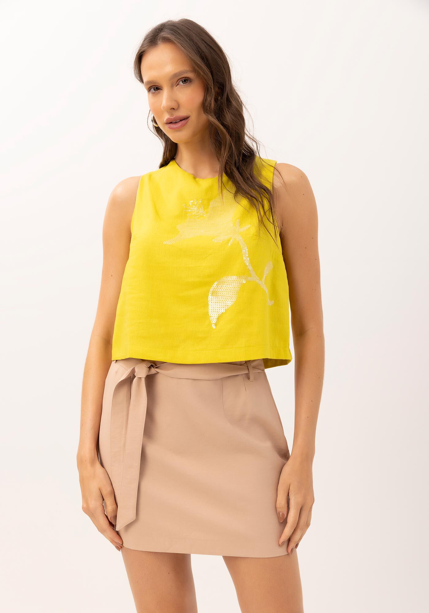 Regata em Linho com Bordado Paet&ecirc;s, VERDE PING, large.