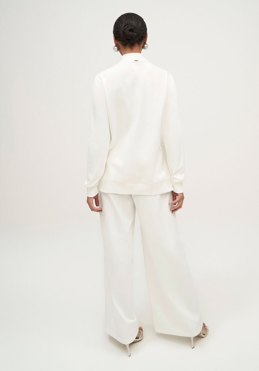 Conjunto em Molecotton com Blusão e Calça Pantalona, BRANCO OFF WHITE. Conjunto em Molecotton com Blusão e Calça Pantalona, BRANCO OFF WHITE, large.