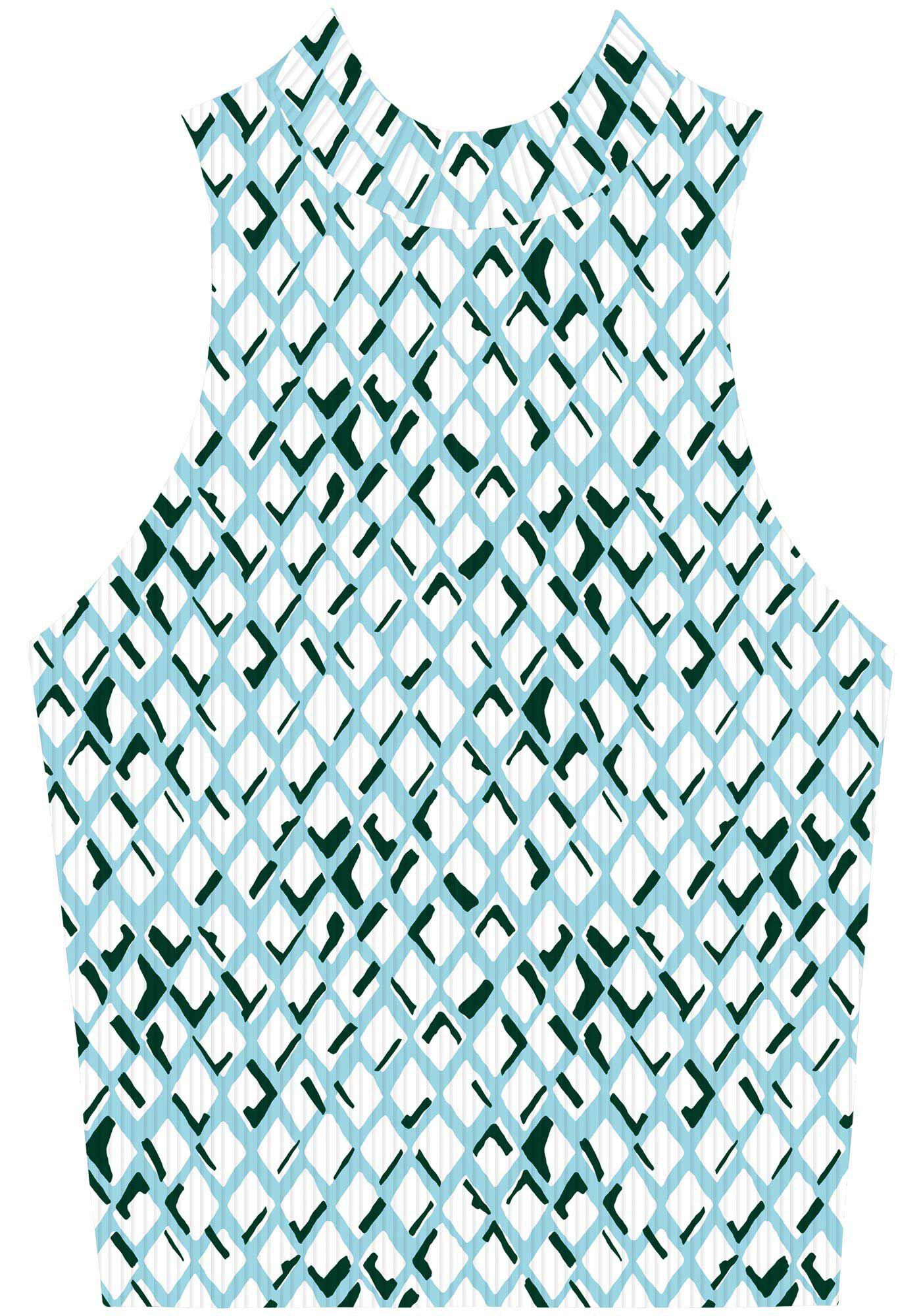 Blusa Estampada Sem Mangas Com Gola Alta Em Malha Canelada, , large.