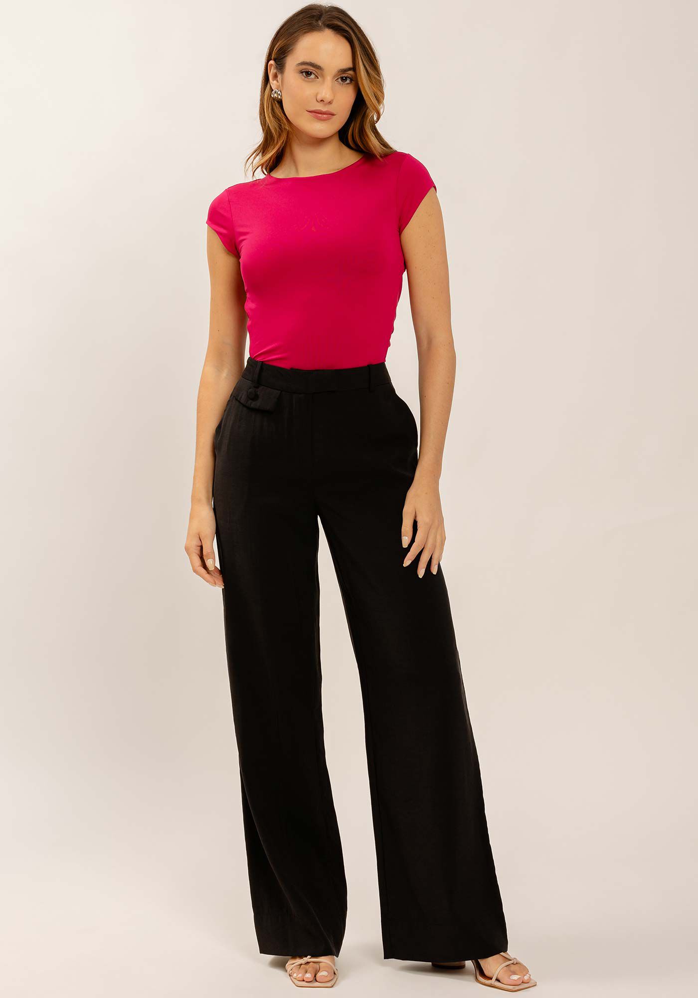 Blusa em Malha Aveludada com Abertura Costas, , large.