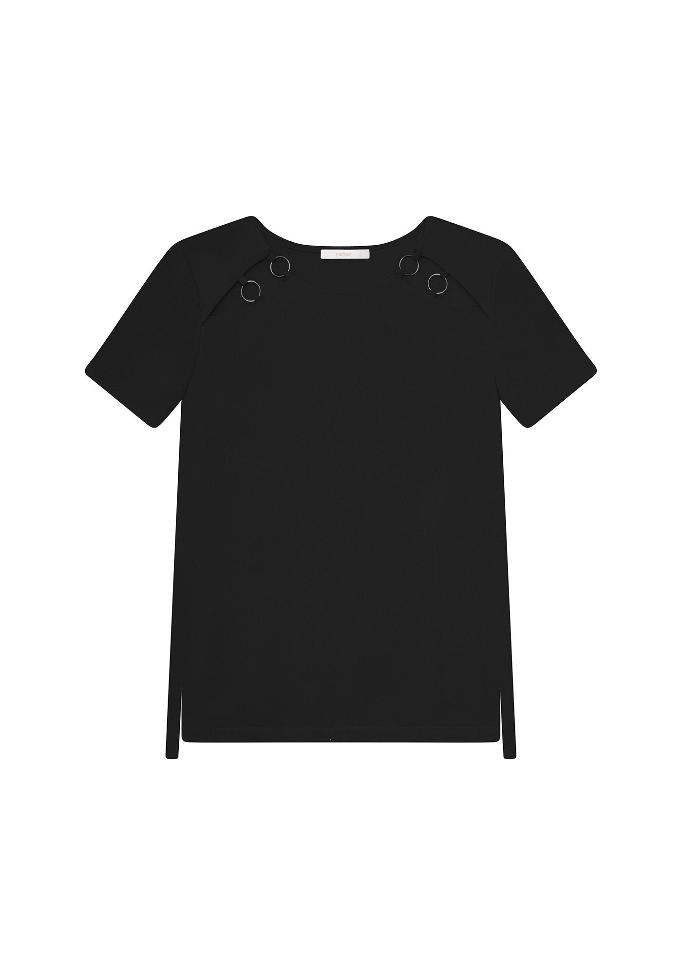 Blusa Recorte Argolas, PRETO, large.