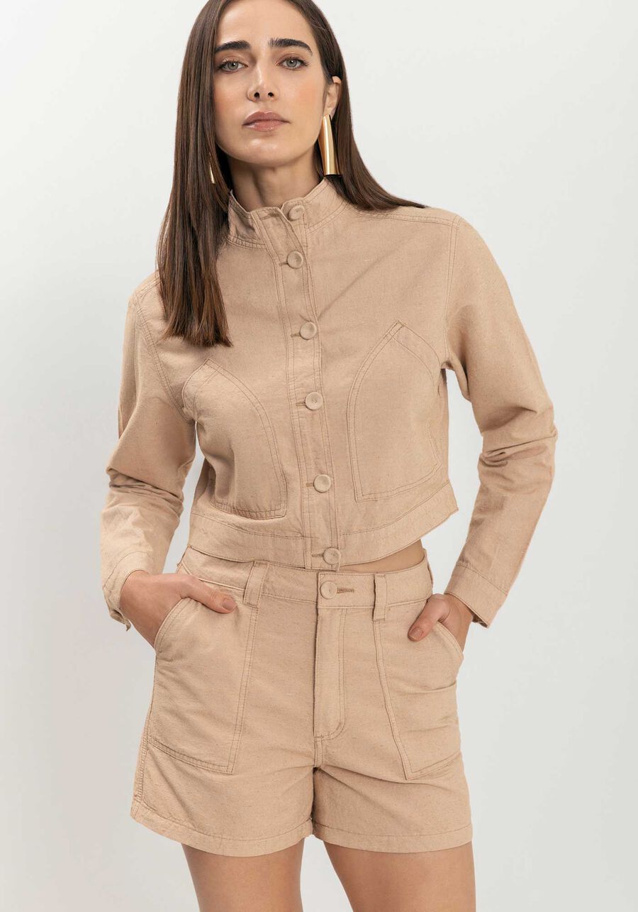 Shorts Mom Com Cintura Alta E Bolsos Em Sarja Sustentável, . Shorts Mom Com Cintura Alta E Bolsos Em Sarja Sustentável, , large.