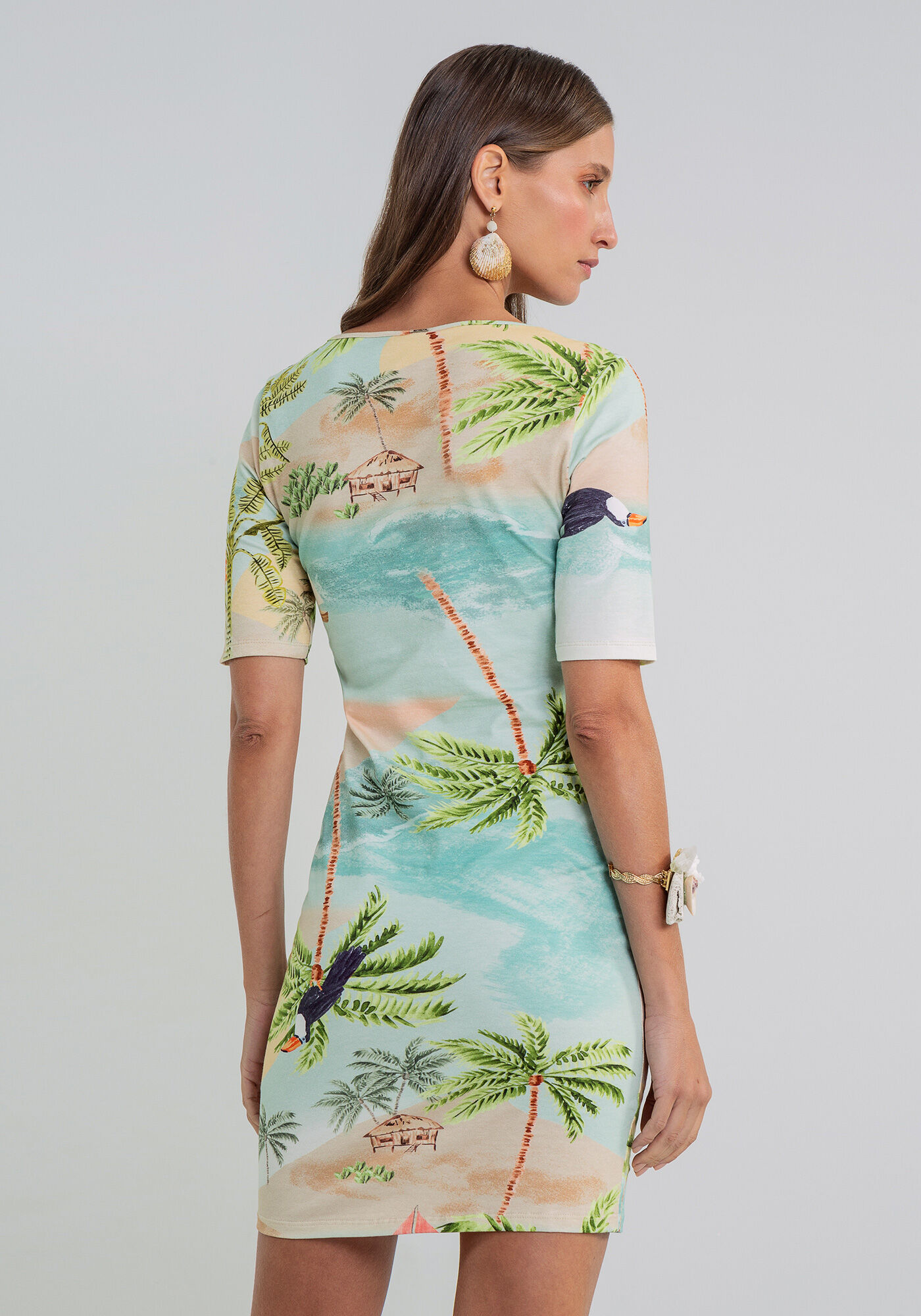 Vestido Curto Justo Estampa, , large.