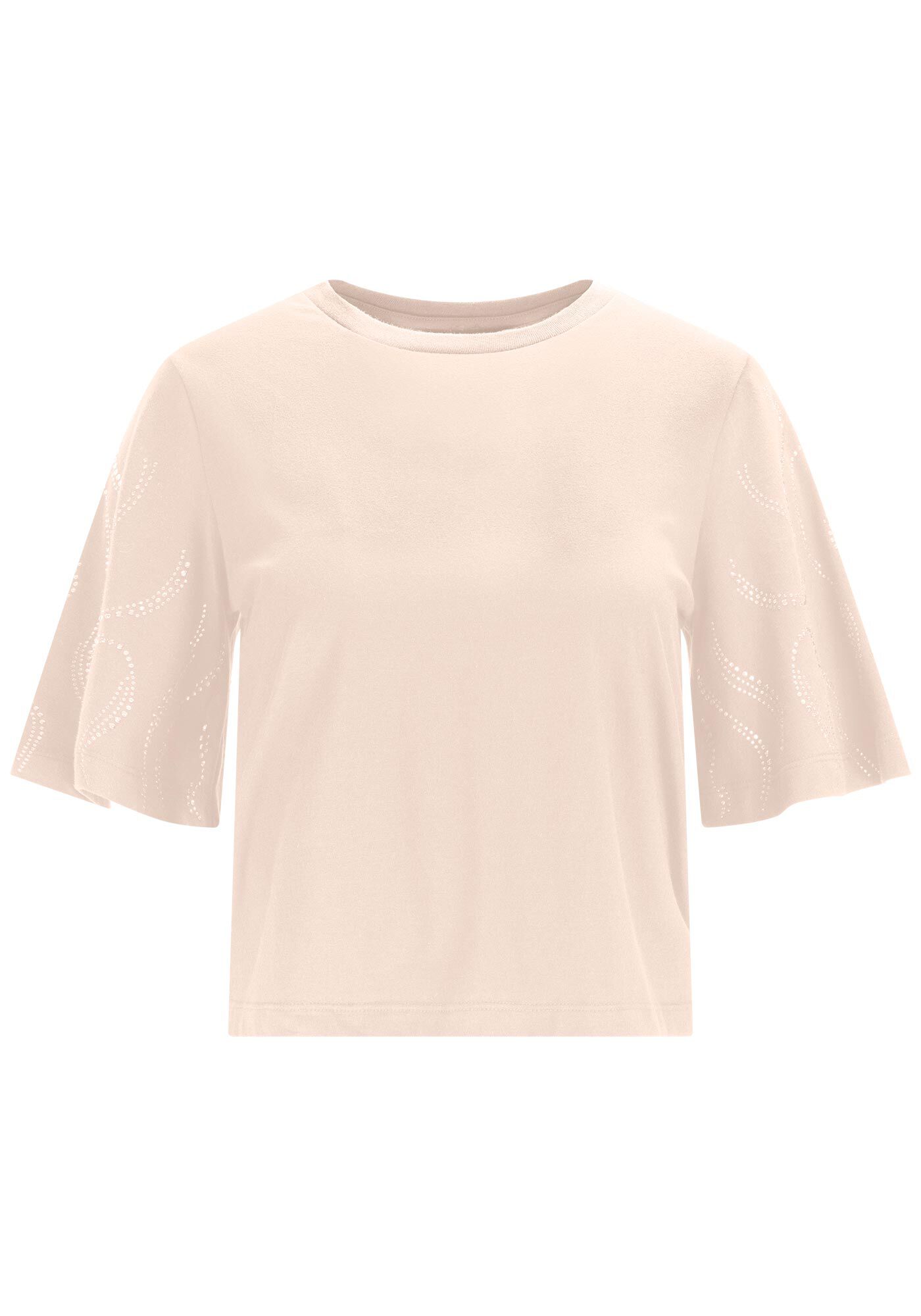 T-shirt em Malha com Strass na Manga Flare, , large.