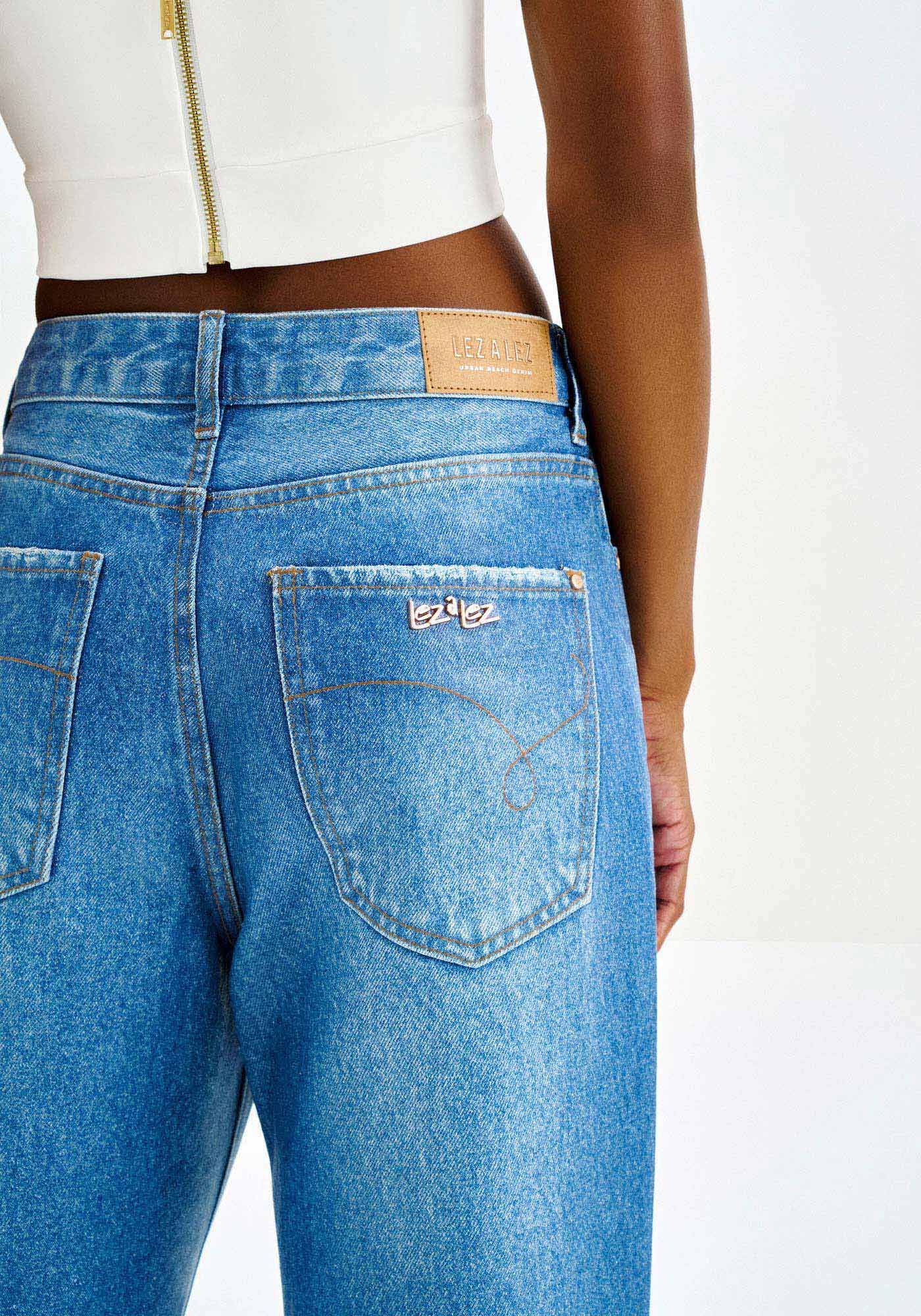 Cal&ccedil;a Jeans Reta Cintura Alta Cropped, , large.