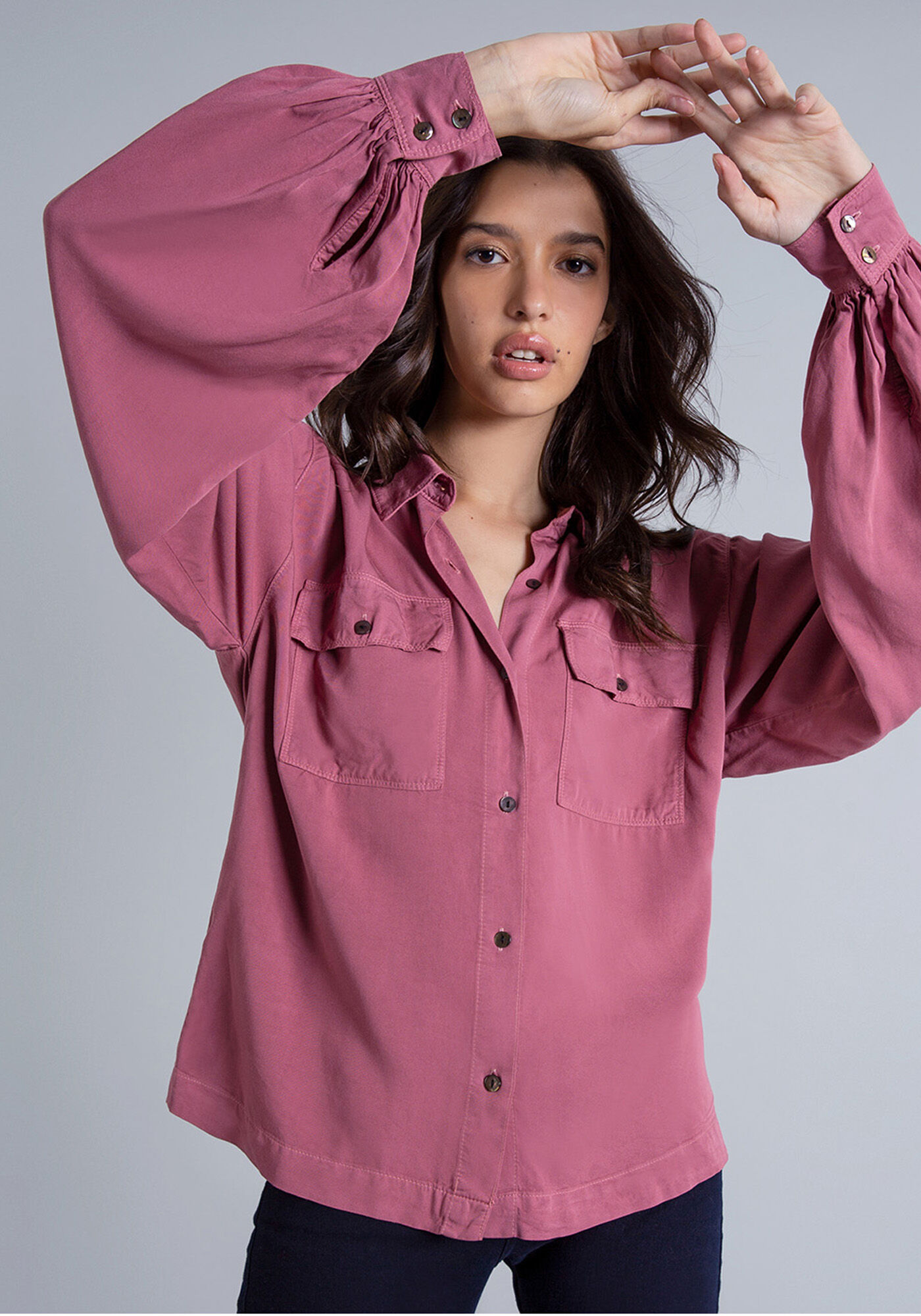 Camisa Manga Longa Bufante Azul Nuvem, , large.