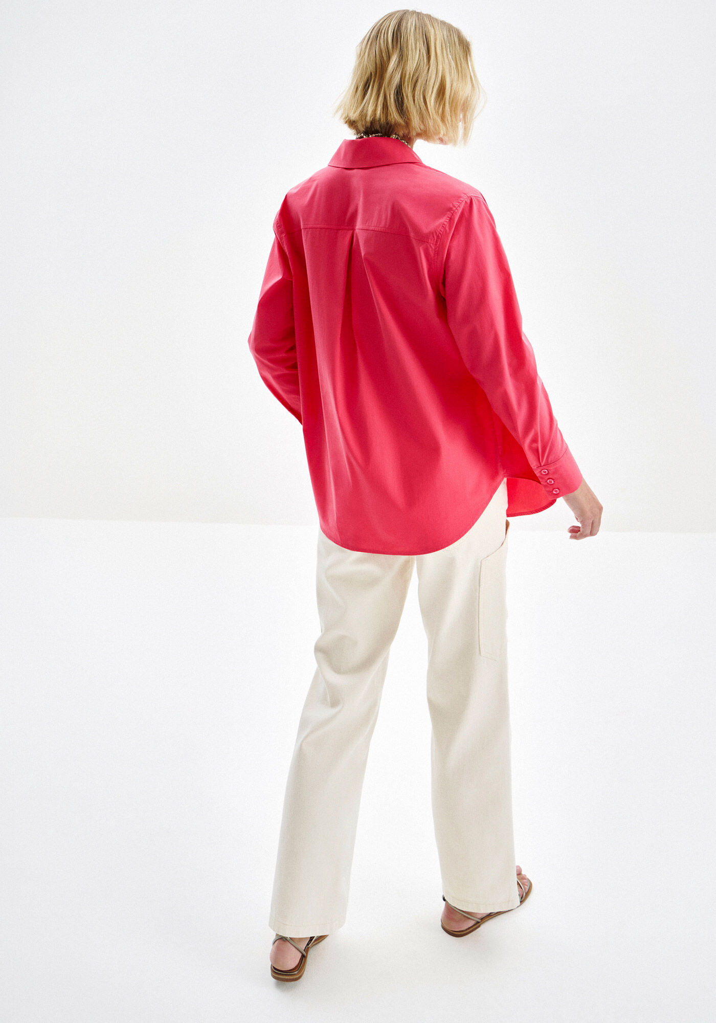 Camisa Manga Longa em Tricoline com Elastano, , large.