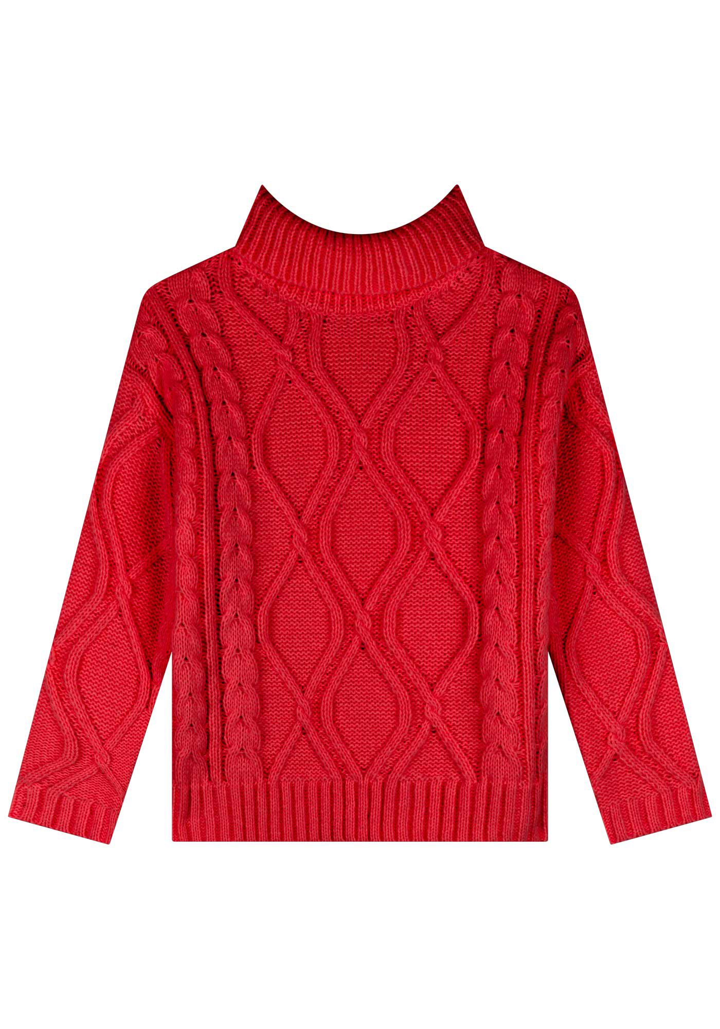 Blus&atilde;o De Manga Longa Em Tric&ocirc; Com Gola Alta, , large.