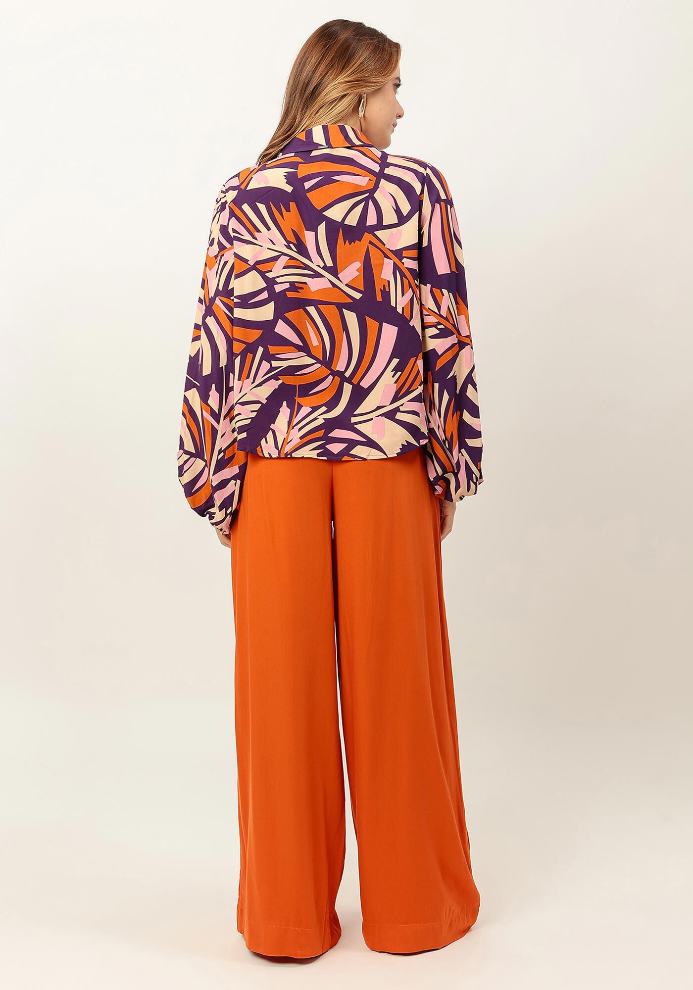 Blusa Ampla Estampada em Viscose com Manga Bufante, , large.