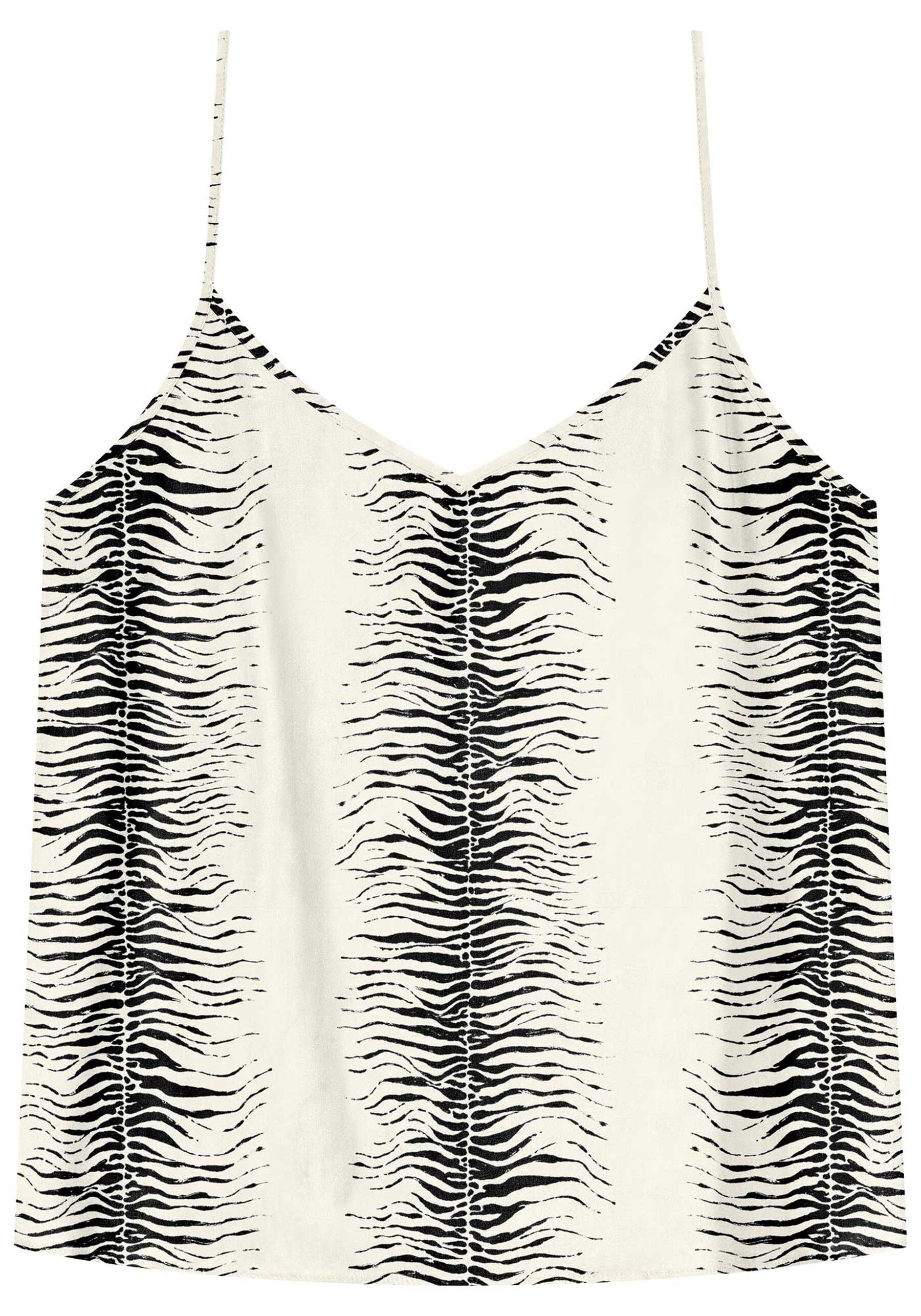 Blusa Regata Estampada De Alças Com Decote V Em Viscose, . Blusa Regata Estampada De Alças Com Decote V Em Viscose, , large.