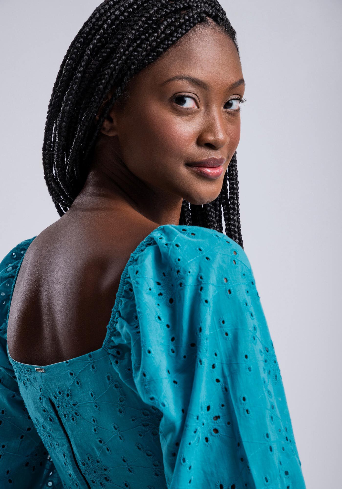 Saia Curta Cintura Alta em Laise com Babado, , large.