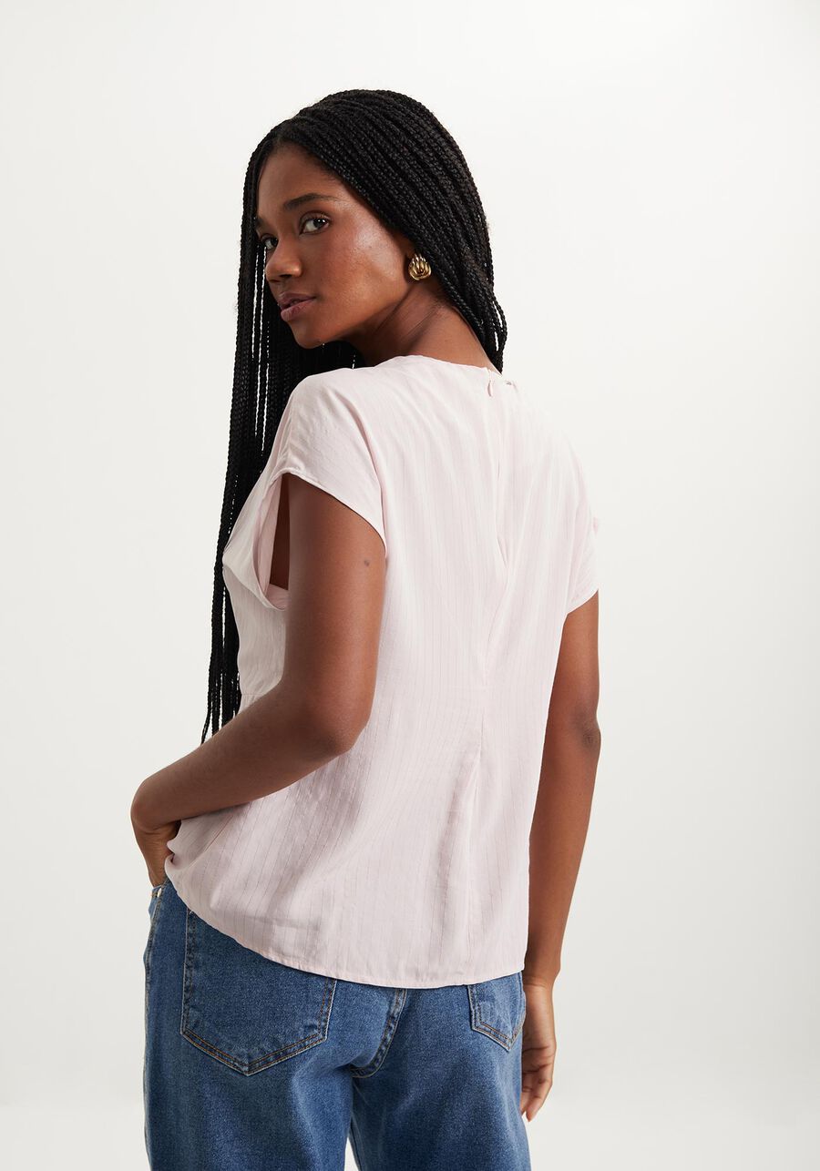 Blusa De Mangas Curtas Em Viscose Com Fios De Lurex, . Blusa De Mangas Curtas Em Viscose Com Fios De Lurex, , large.