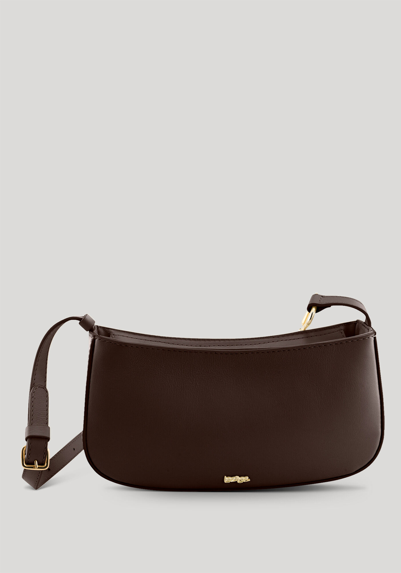 Bolsa Baguete M&eacute;dia em Couro Minimal, MARROM XIAN, large.