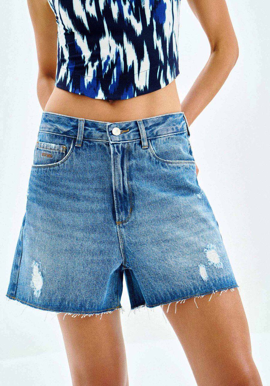 Shorts Jeans Mom Cintura Alta Destroyed, . Shorts Jeans Mom Cintura Alta Destroyed, , large.