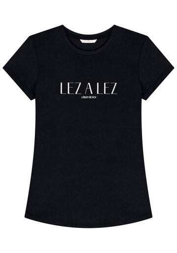 T-shirt em Malha com Estampa Lez a Lez, PRETO REATIVO, large.