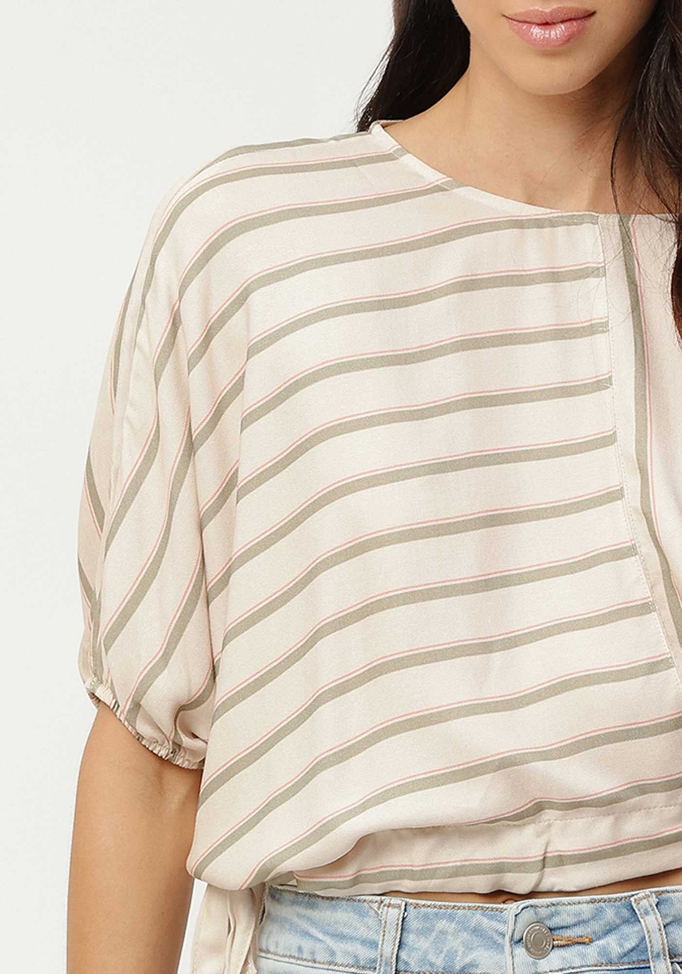 Blusa Cropped em Viscose com Amarra&ccedil;&atilde;o Barra, , large.