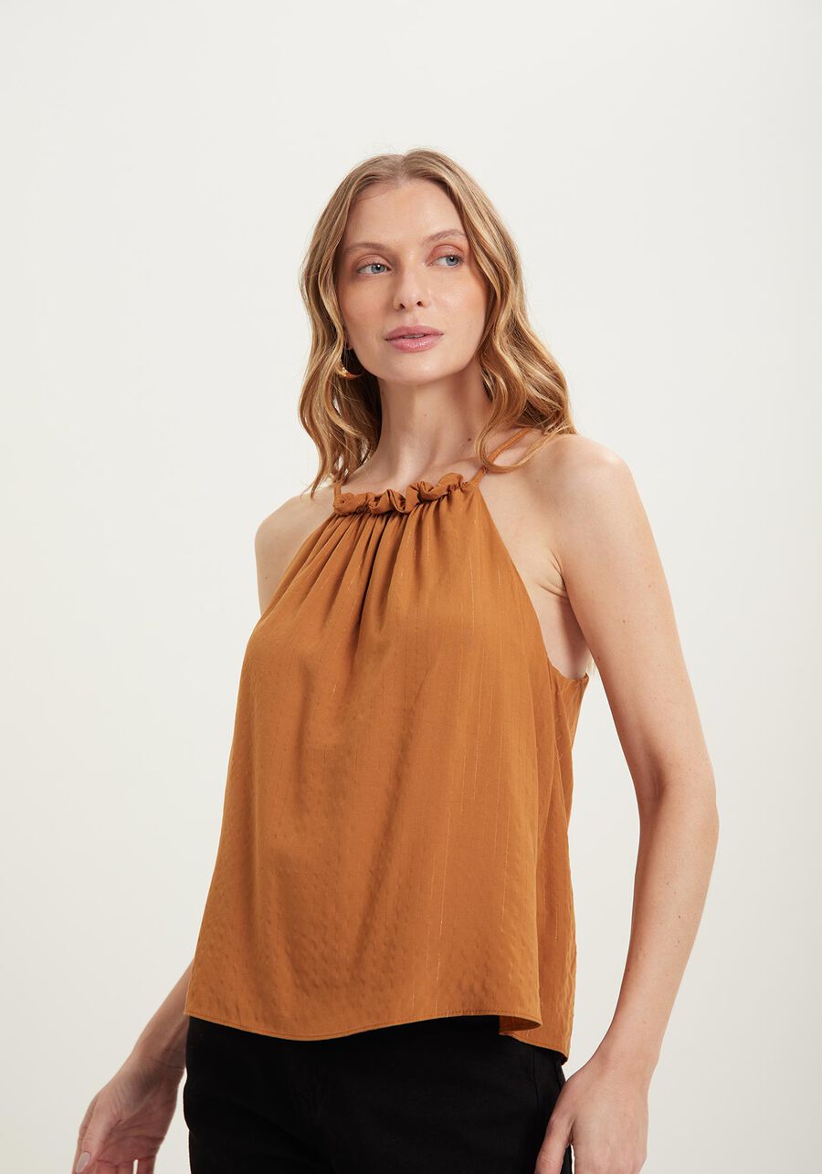 Blusa De Alças Finas Em Viscose Com Franzidos, . Blusa De Alças Finas Em Viscose Com Franzidos, , large.