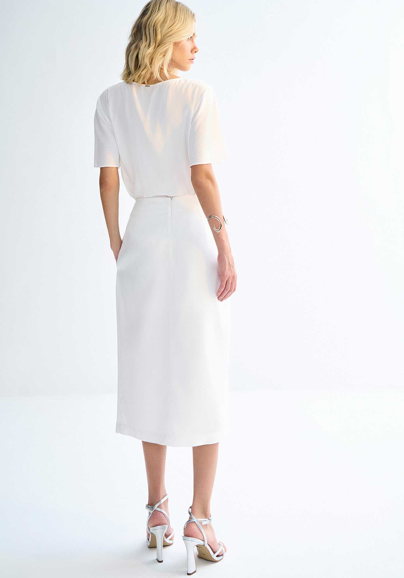 Saia Midi Transpassada Cintura Alta com Bolso, , large.