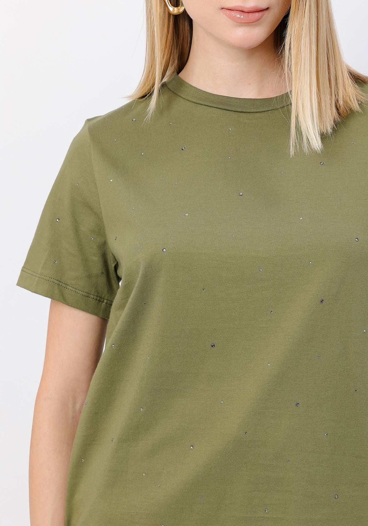 T-shirt em Malha com Strass, , large.