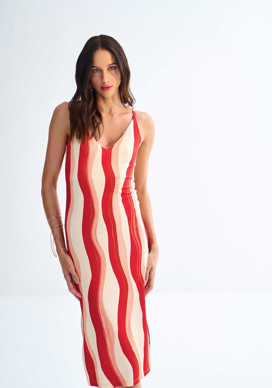 Vestido Midi Estampado com Decote V, . Vestido Midi Estampado com Decote V, , large.