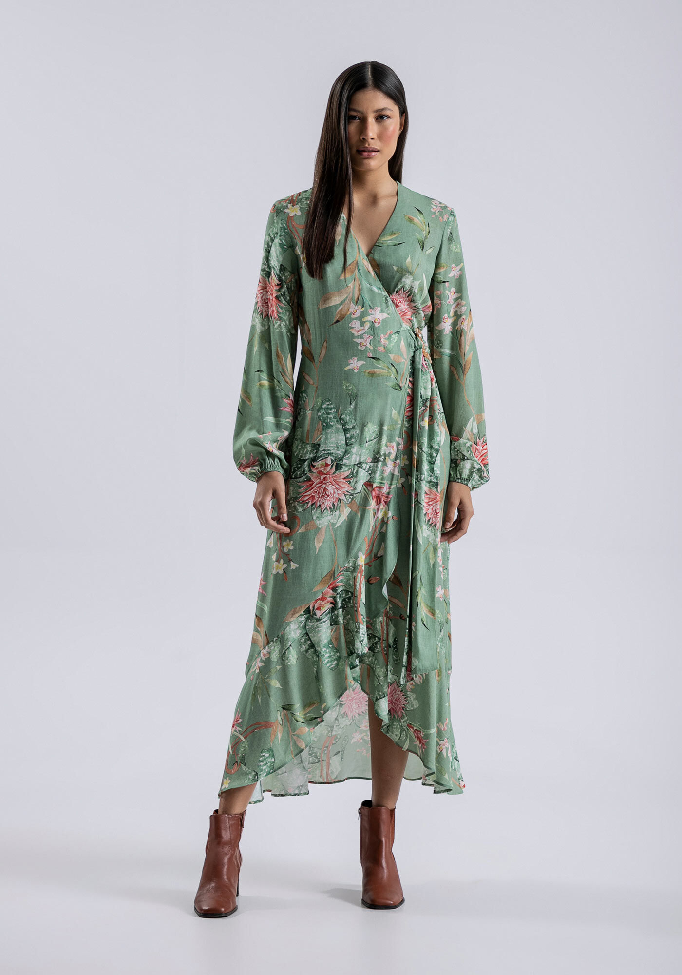 Vestido transpassado com discount fivela