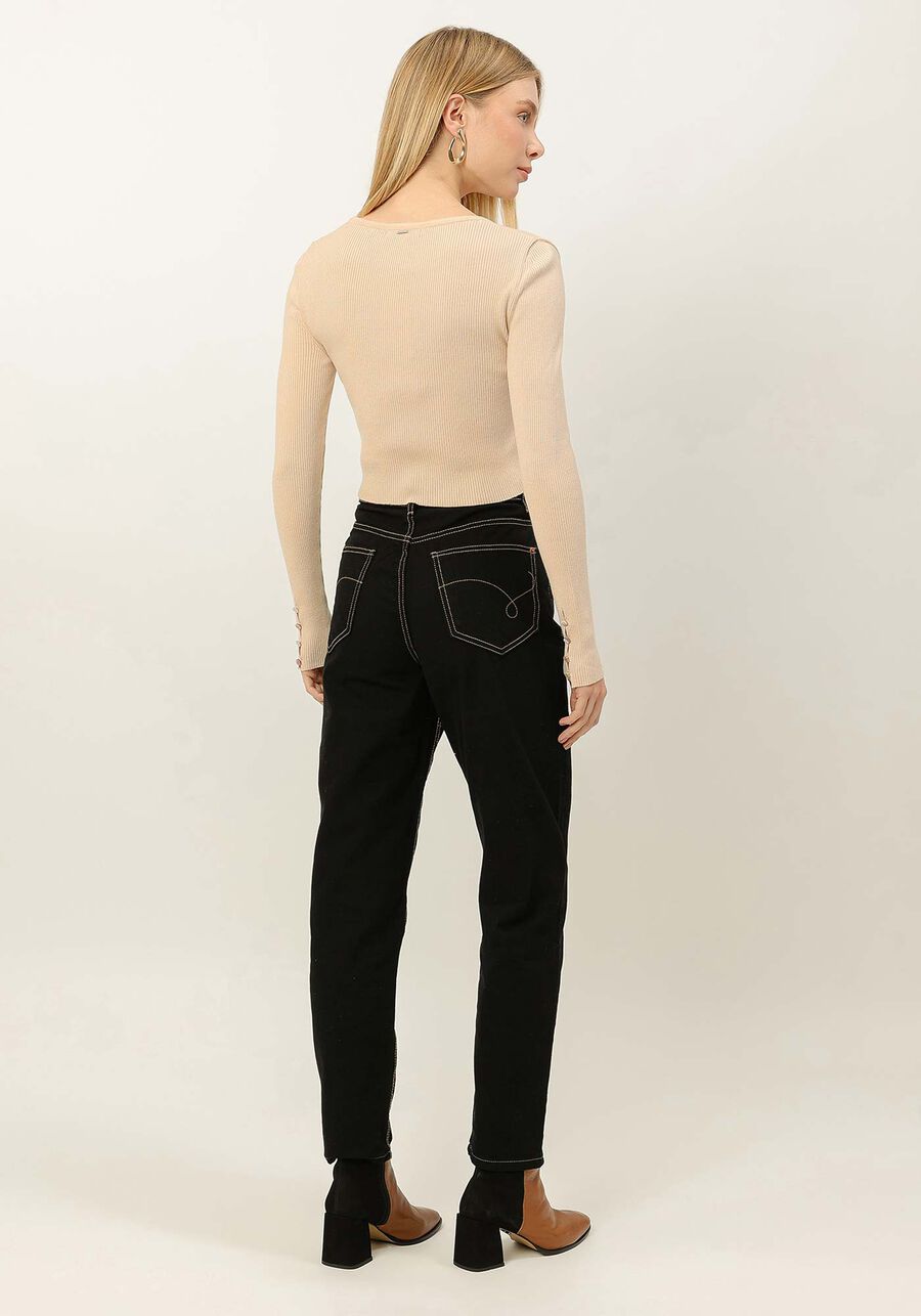 Blusa Cropped em Tricô com Botões Manga, . Blusa Cropped em Tricô com Botões Manga, , large.