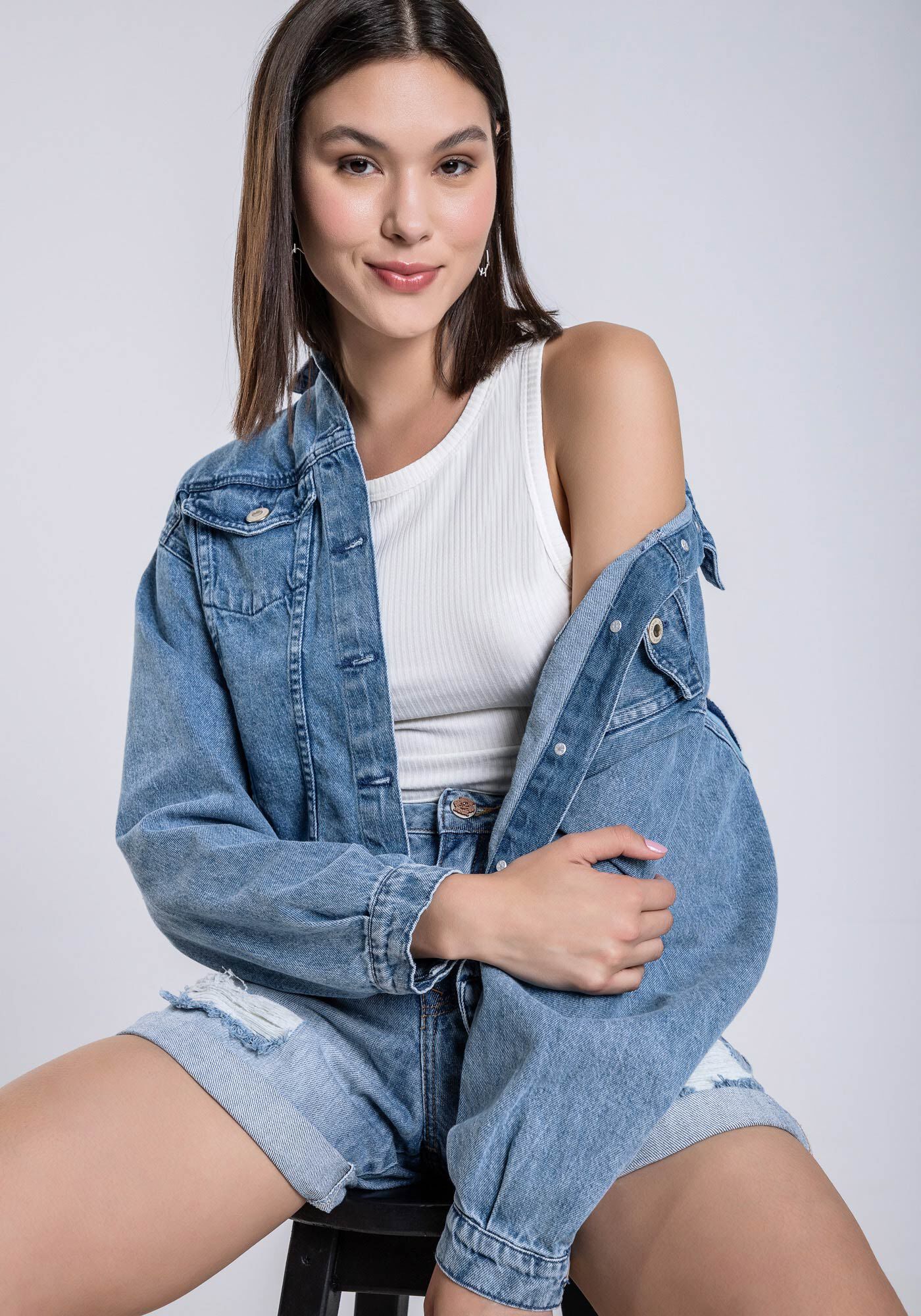 Regata Cropped em Malha Canelada B&aacute;sica, , large.