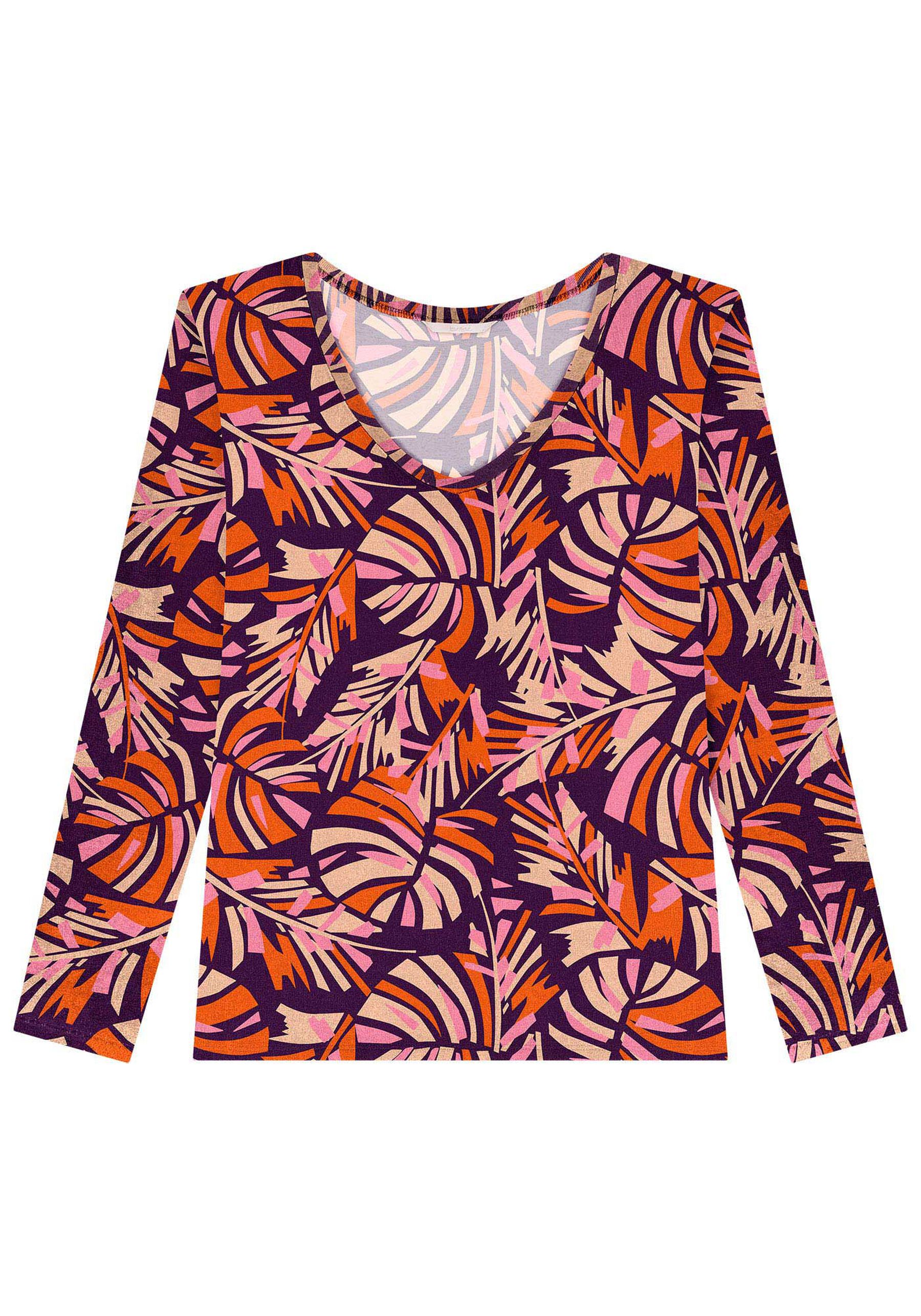 Blusa Manga Longa em Malha Viscose Estampada, . Blusa Manga Longa em Malha Viscose Estampada, , large.