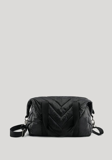 Bolsa Grande Com Alças Duplas E Acabamento Em Matelassê Move, PRETO. Bolsa Grande Com Alças Duplas E Acabamento Em Matelassê Move, PRETO, large.