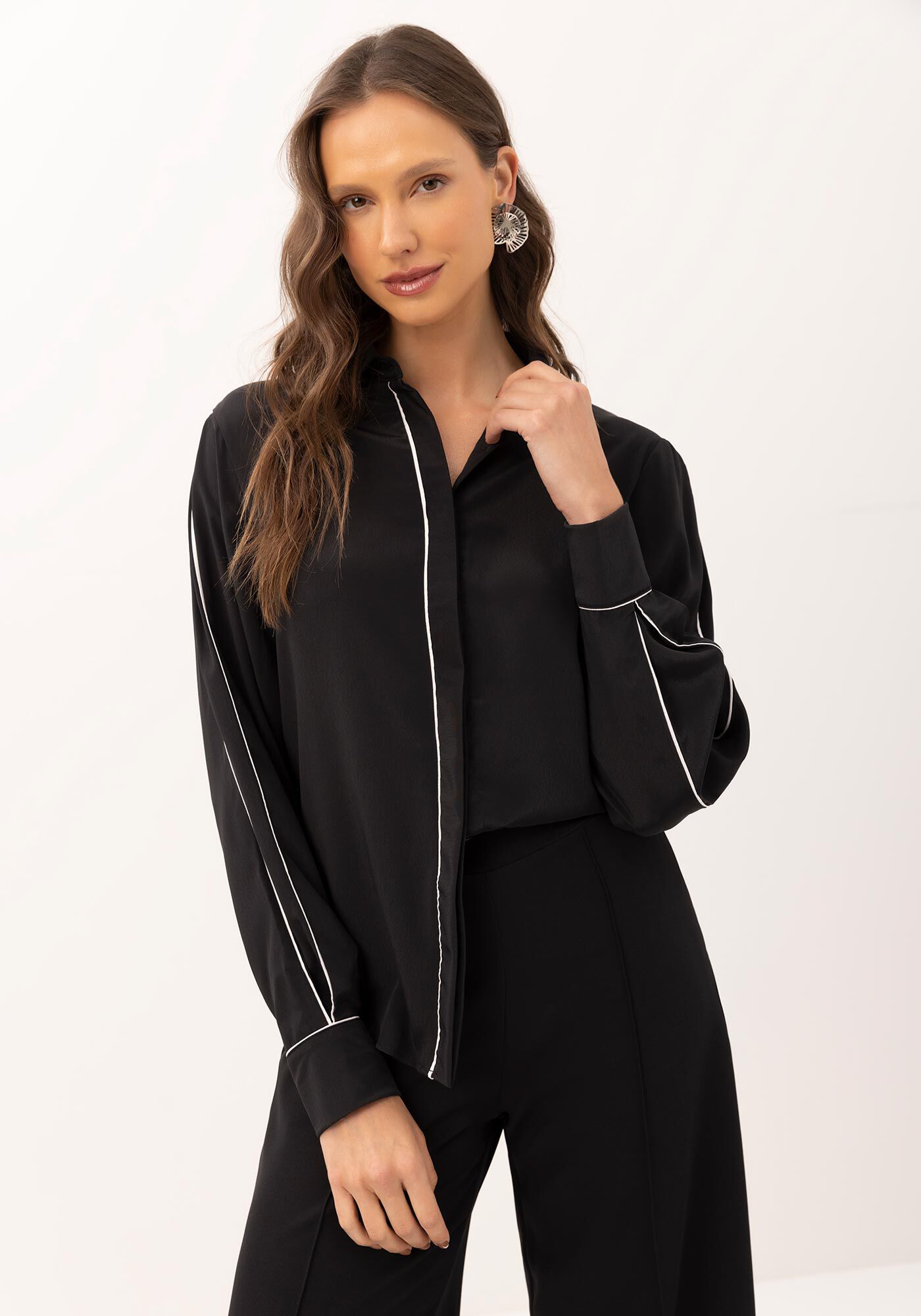 Camisa Manga Bufante com Filete | Lez a Lez