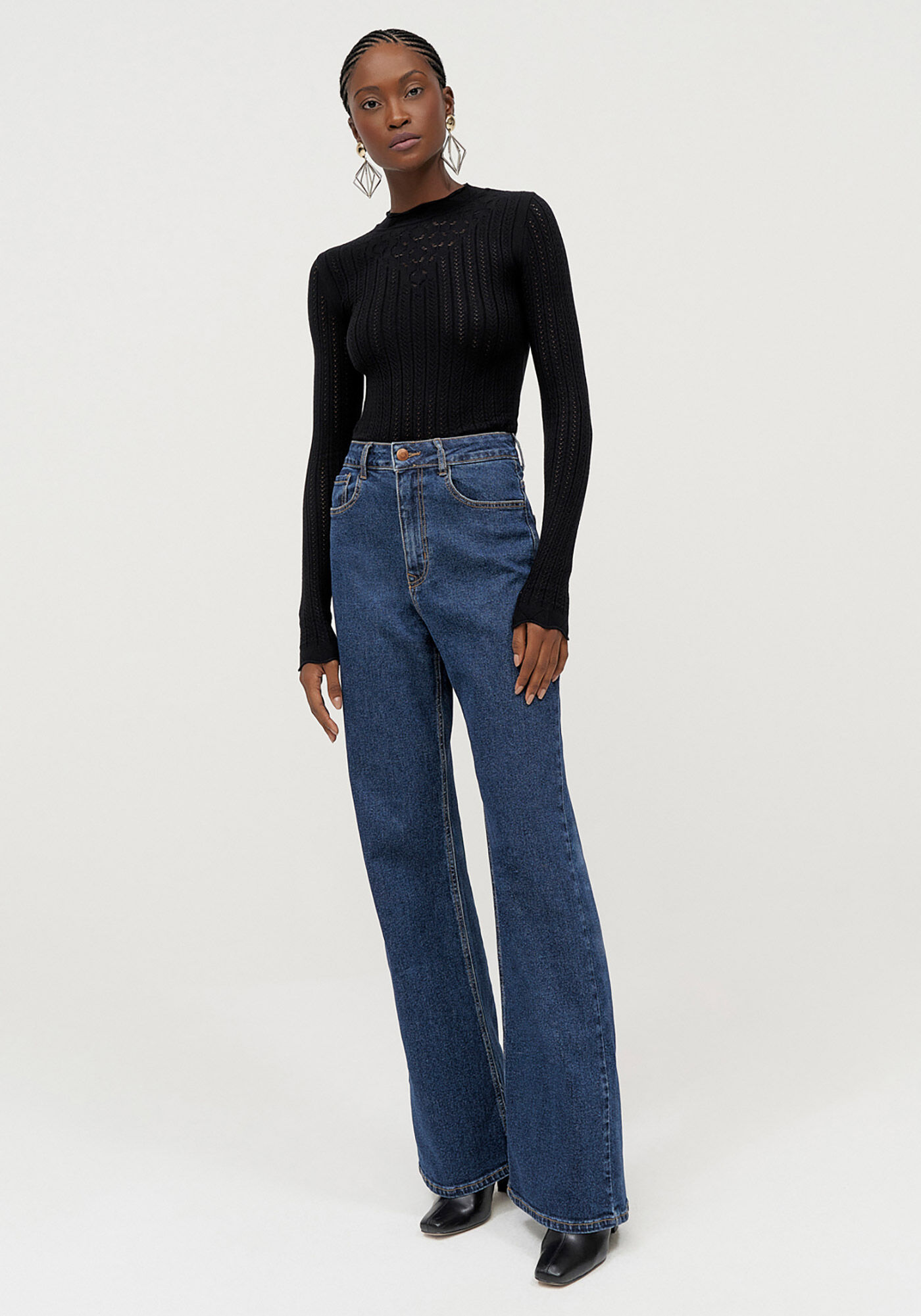 Cal&ccedil;a Jeans Wide Leg Comfort com Cintura Alta, , large.