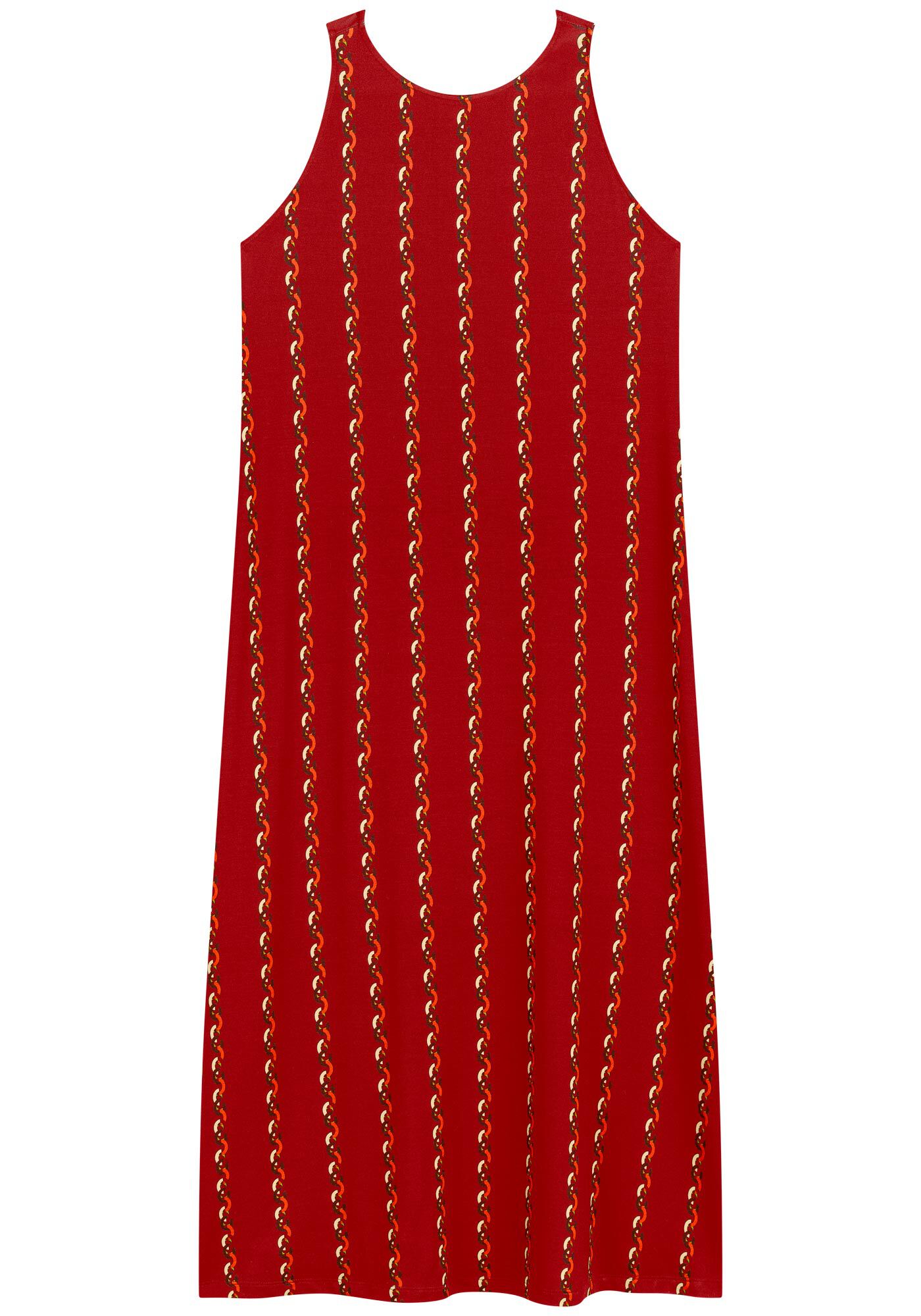 Vestido Midi Ch&aacute; Estampado Em Moletom De Viscose E Elastano, , large.