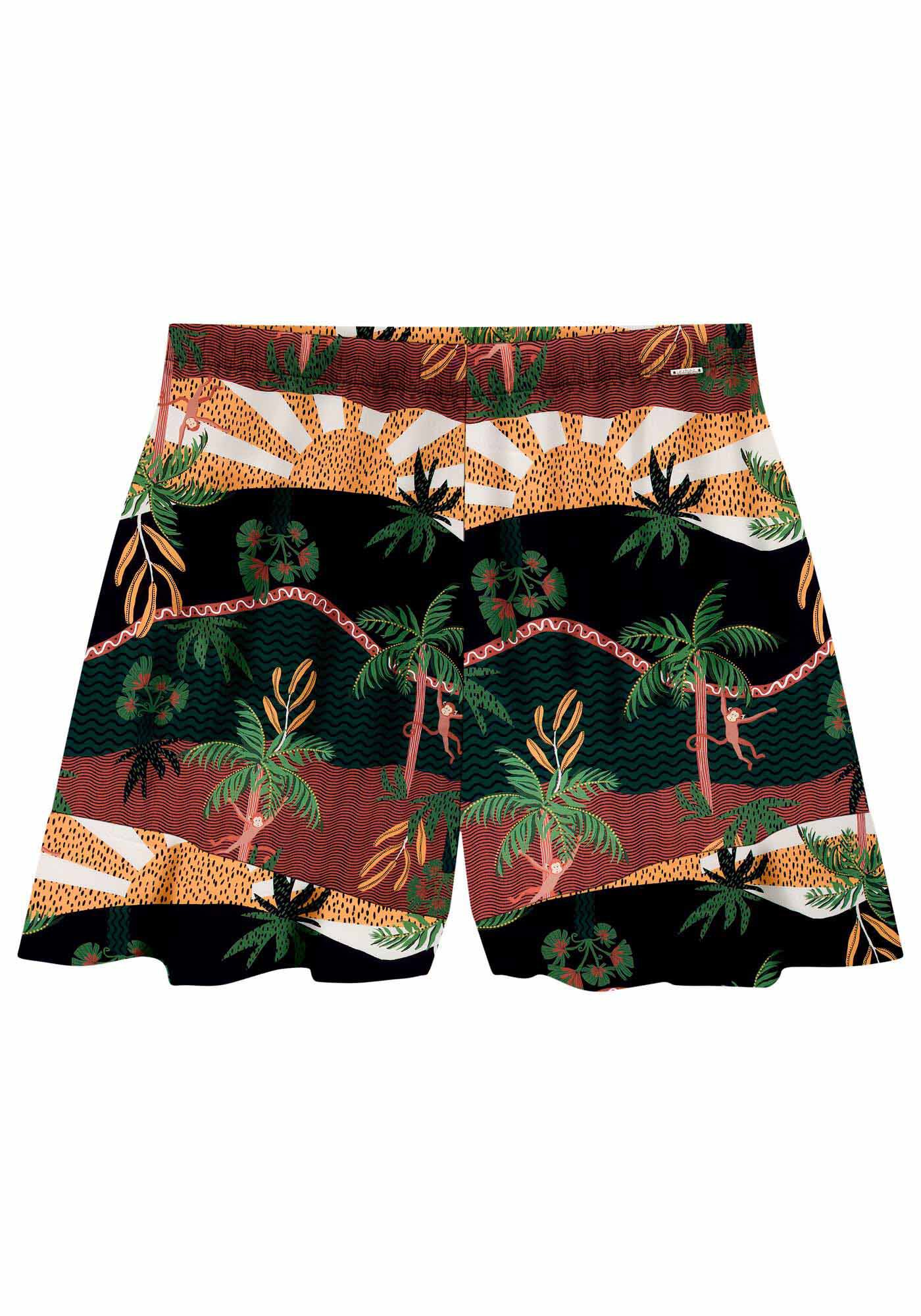 Shorts Estampado em Tecido com Babados, TRILHA, large.