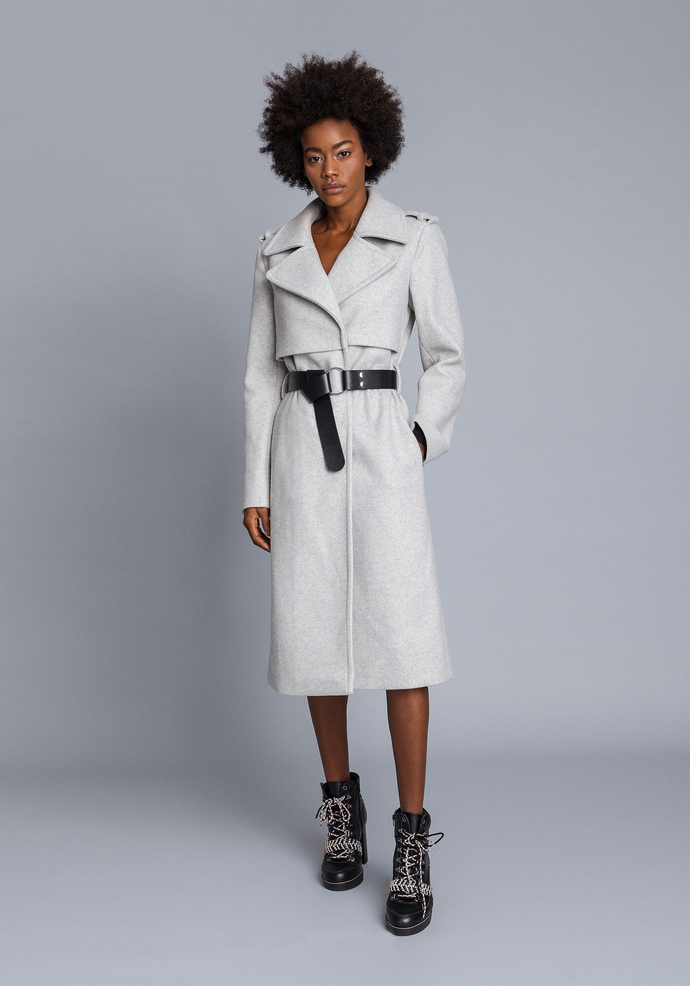 Sobretudo L&atilde; Batida com Cinto Mescla M&eacute;dio, MESCLA, large.