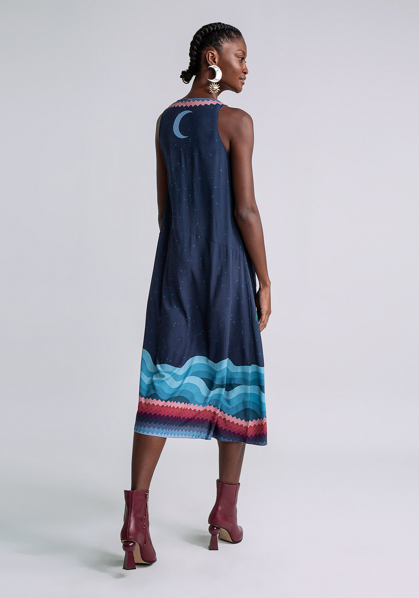 Vestido M&iacute;di Estampado sem Mangas, SEJA SOL, large.